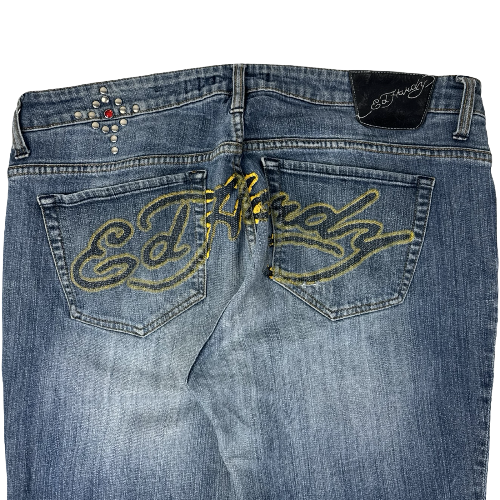 Vintage Ed Hardy Embellished Denim Bottoms Blue Wash