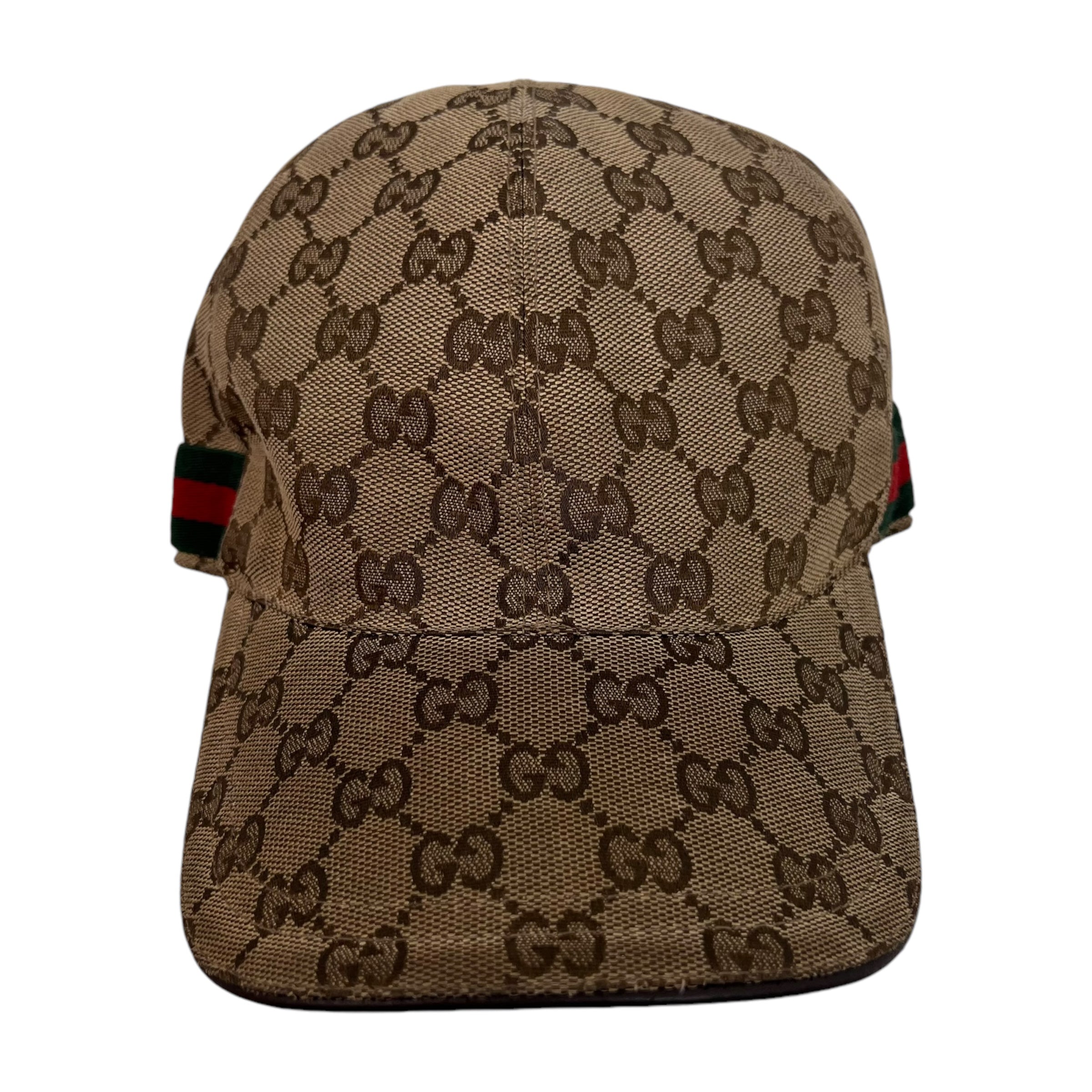 Gucci Monogram Print Strap-Back Hat Tan