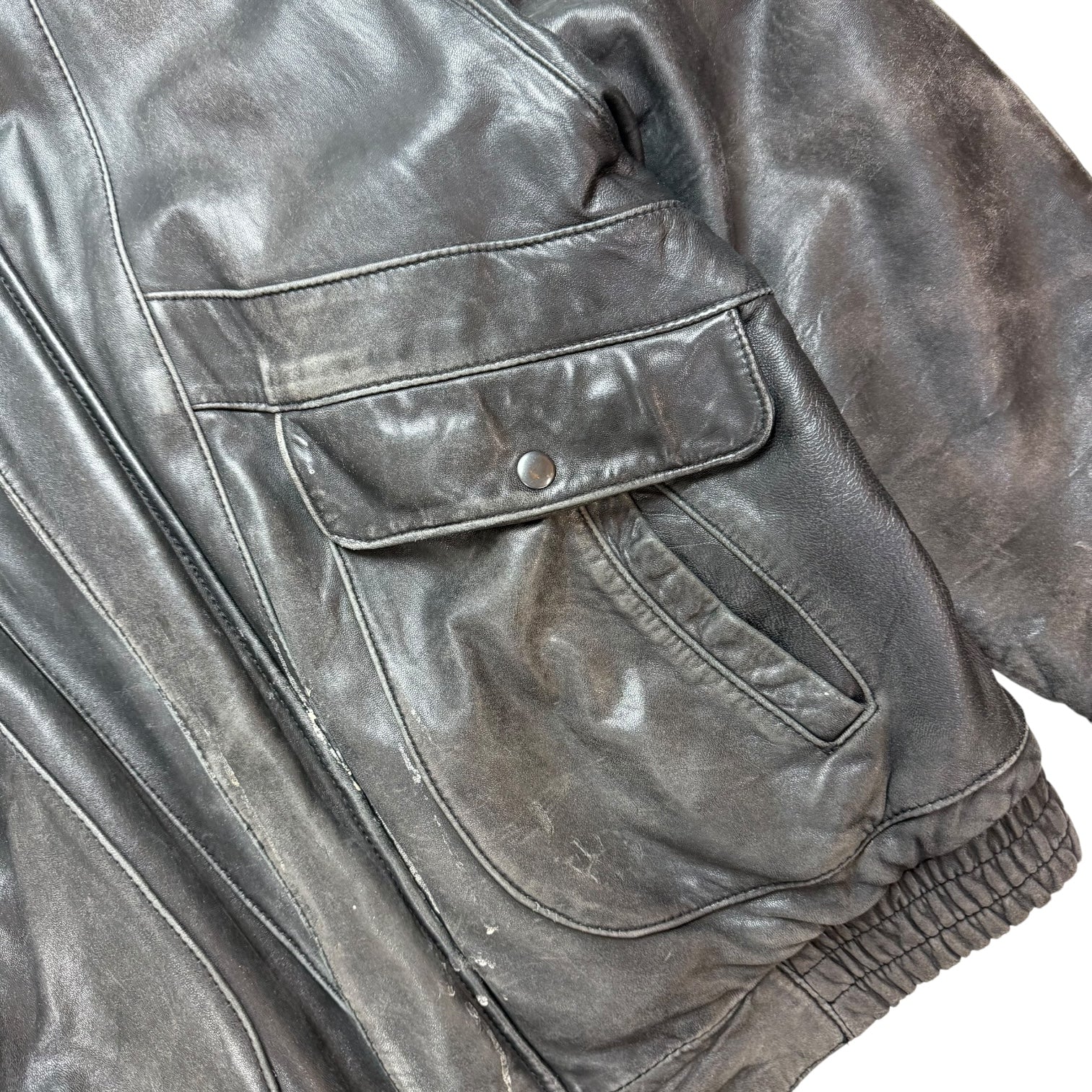 Vintage Philippe Monet Leather Bomber Jacket Black