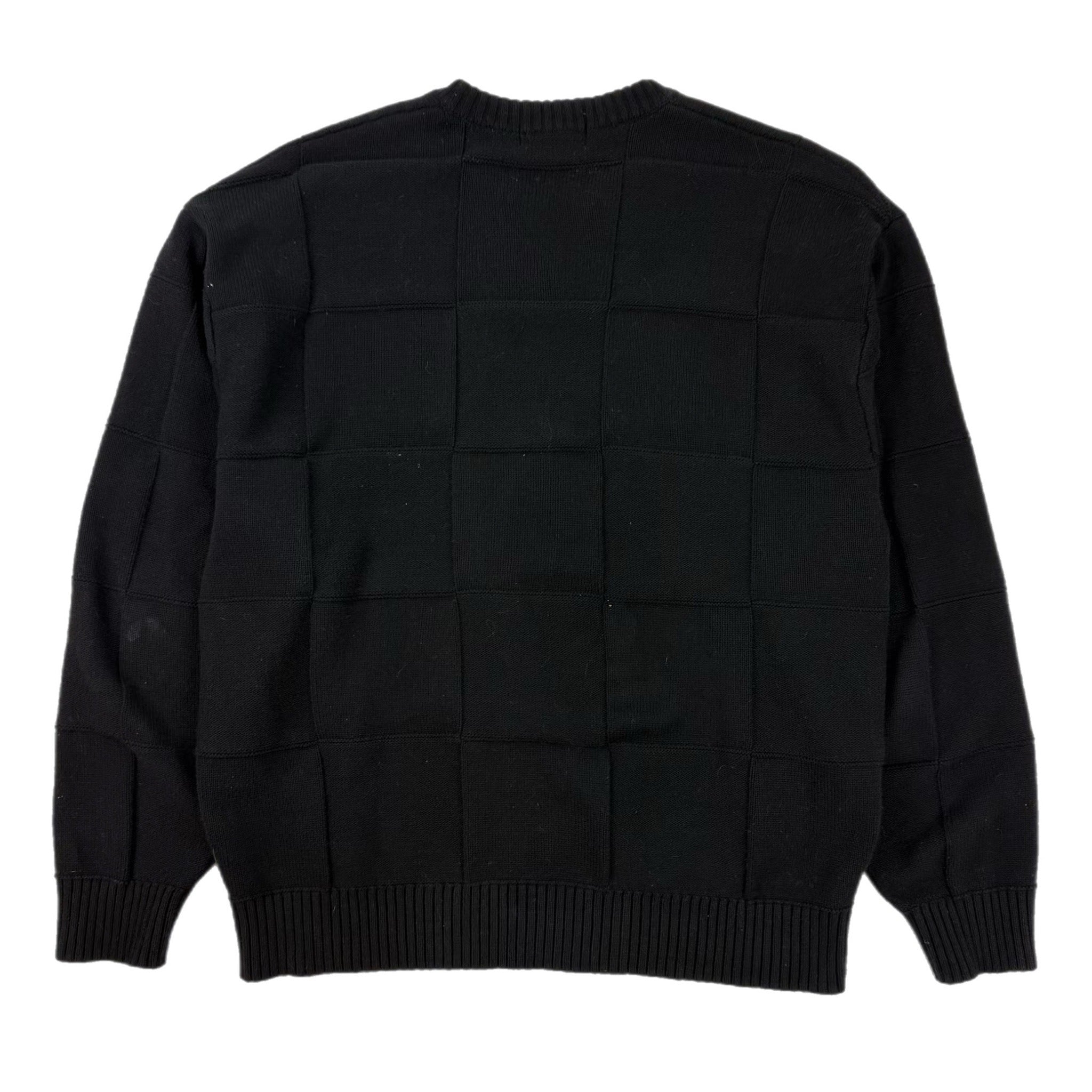 Supreme Small Box Logo Tonal Checkerboard Crewneck Black