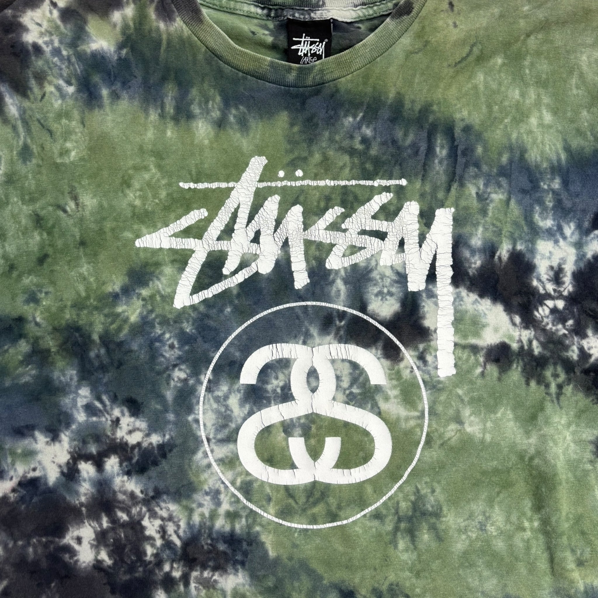 Stussy Stock Link Tie Dye Green T-Shirt