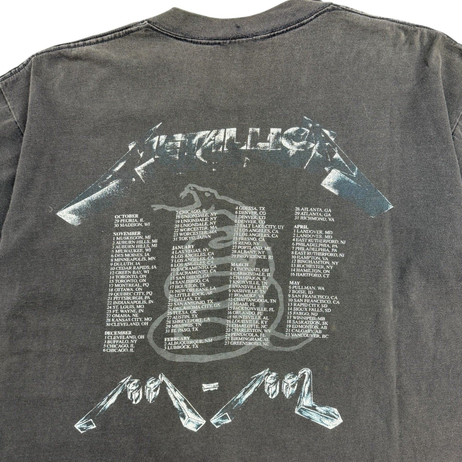 1991 Metallica 4 Faces Tour T-Shirt Black