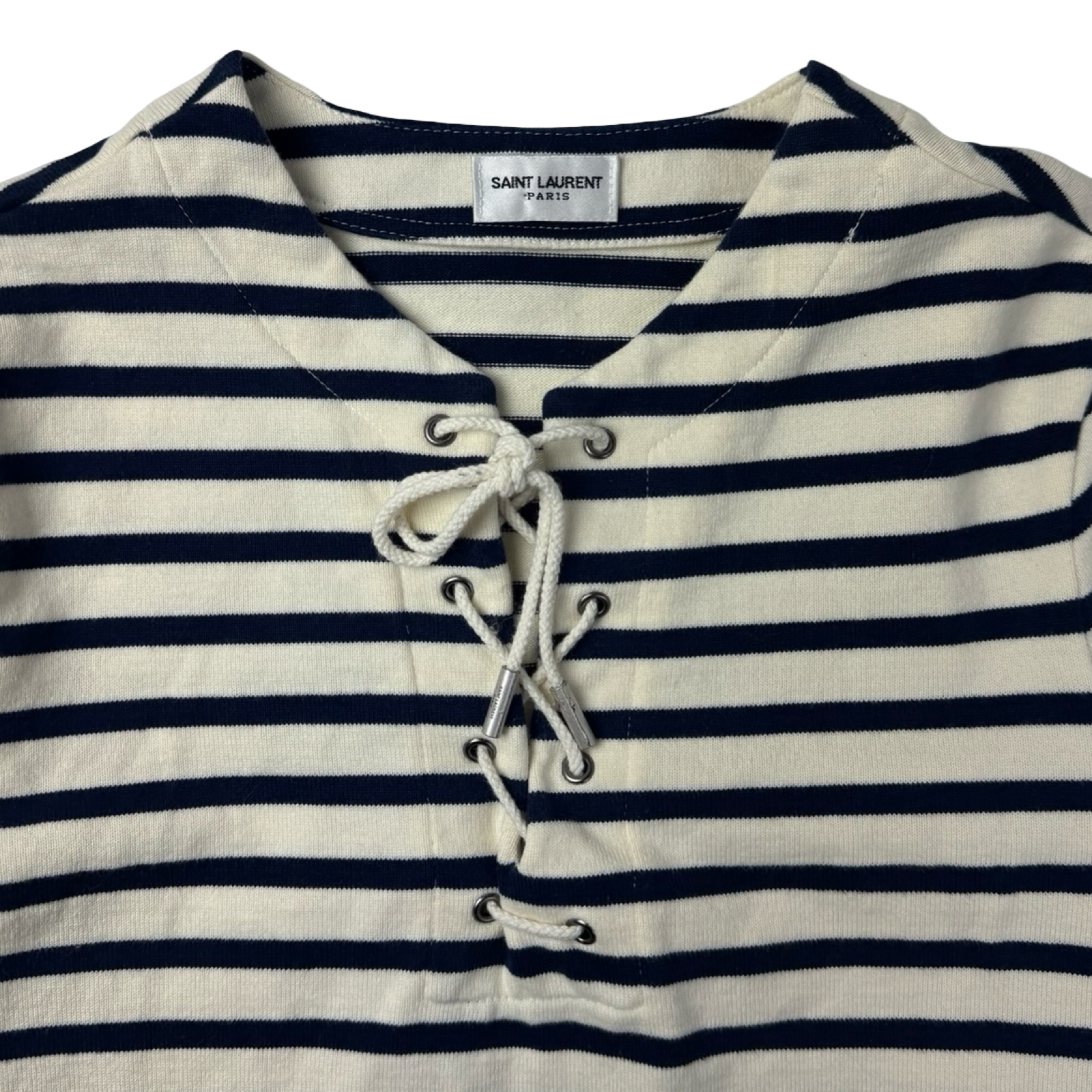 (W) YSL Tied Stripped Henley Shirt