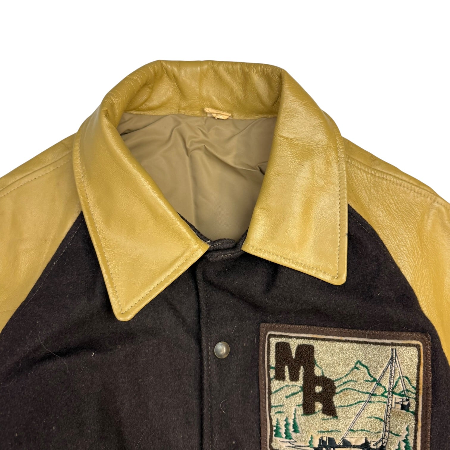 1980s Leather Letterman Jacket Brown/Tan