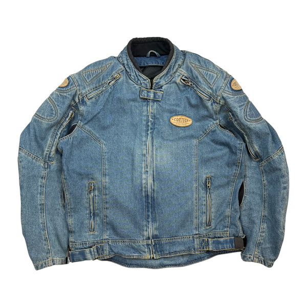 Vintage Cortech Rider Blues Denim Motorcycle Jacket Light Wash