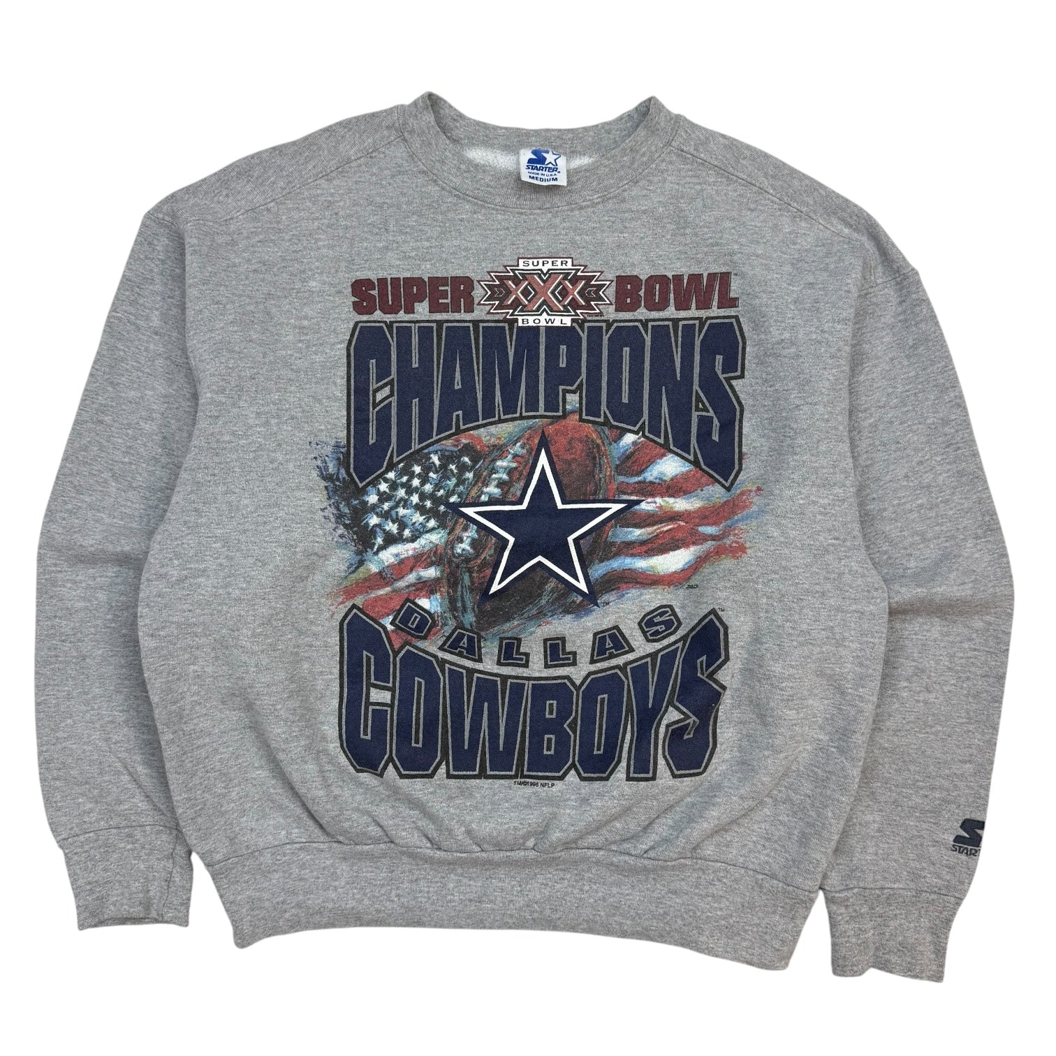 1996 Dallas Cowboys Super Bowl XXX Champions Crewneck Grey