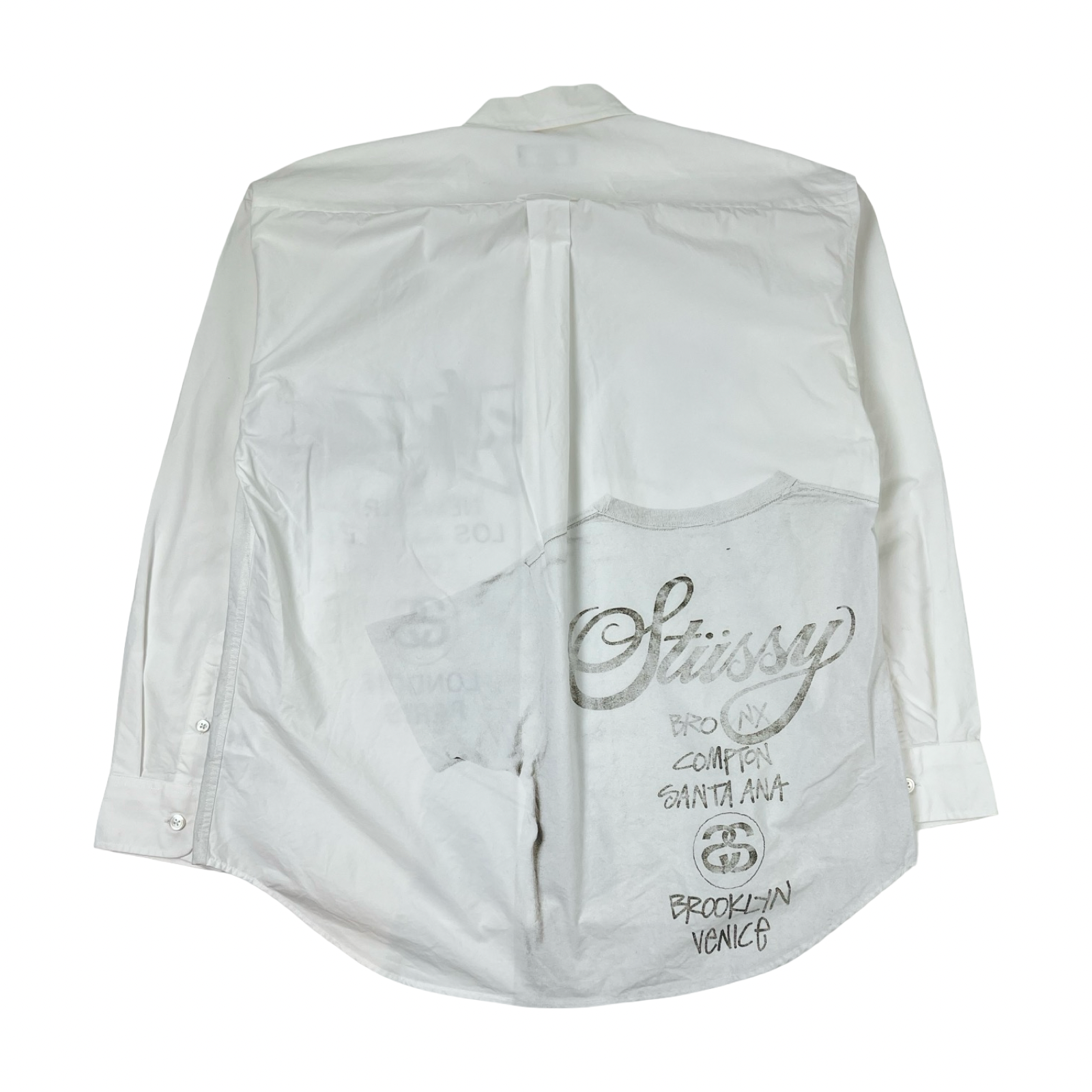 Stüssy World Tour Iconic City Button- Up Shirt White