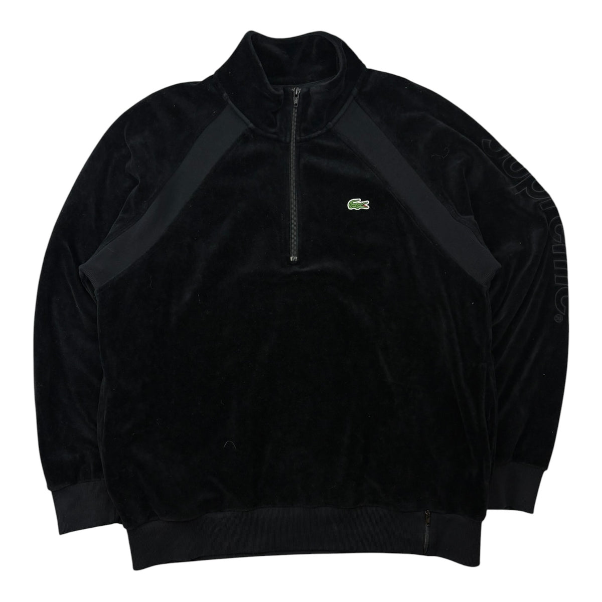 SS18 Supreme x Lacoste Velour Half Zip Track Top Black