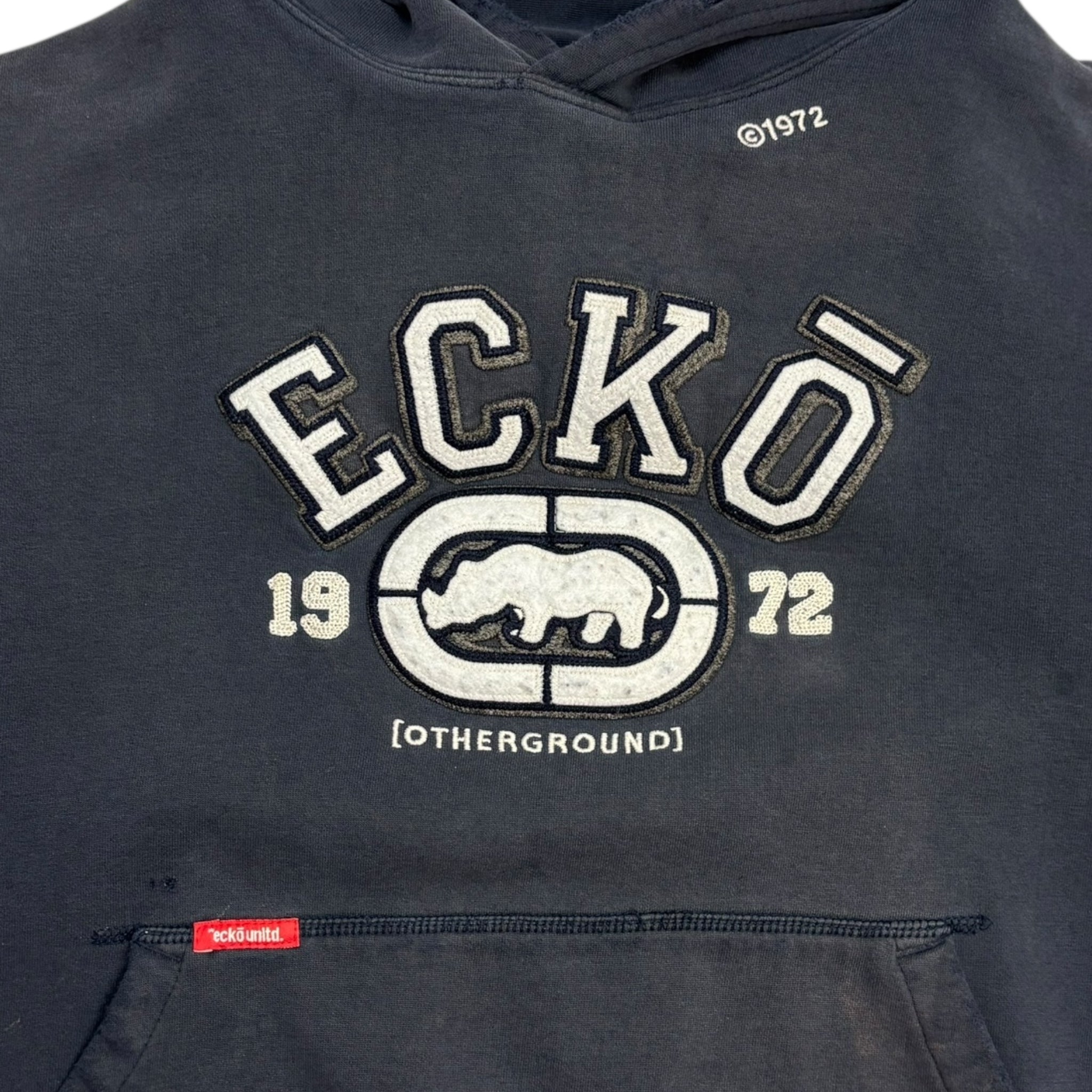Vintage Y2K Ecko Rhino Logo Hoodie Navy