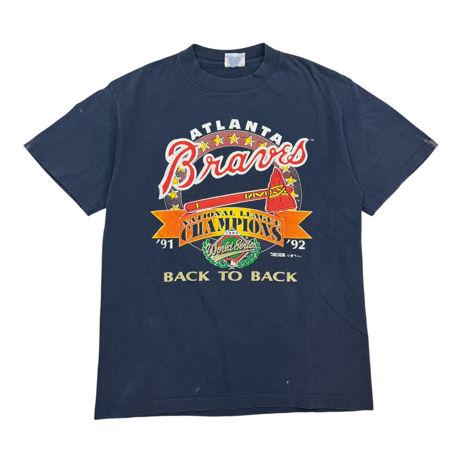 1992 Atlanta Braves Back To Back National League Champs Tee Navy