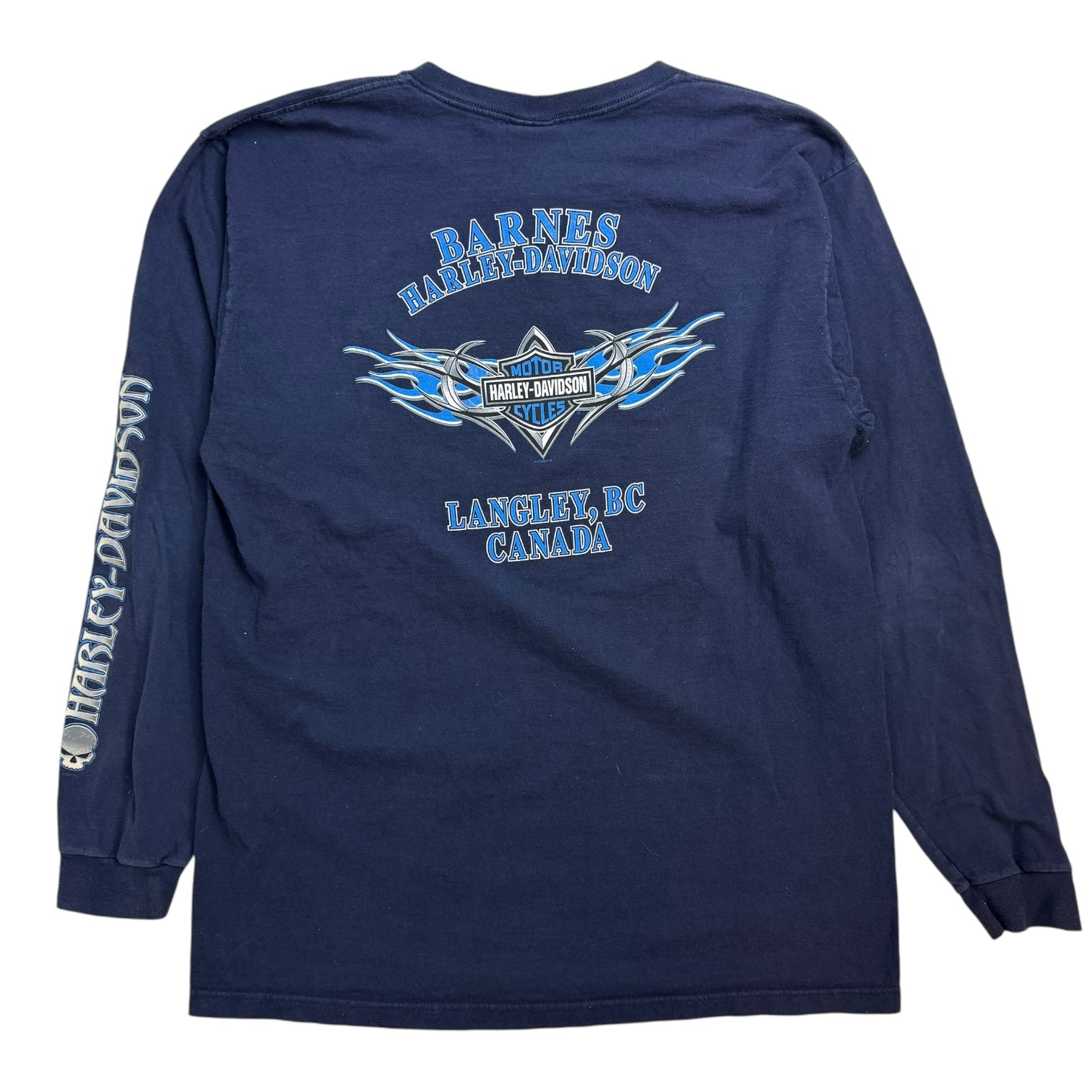 Vintage Harley Davidson Of Langley L/S Tee Navy Blue