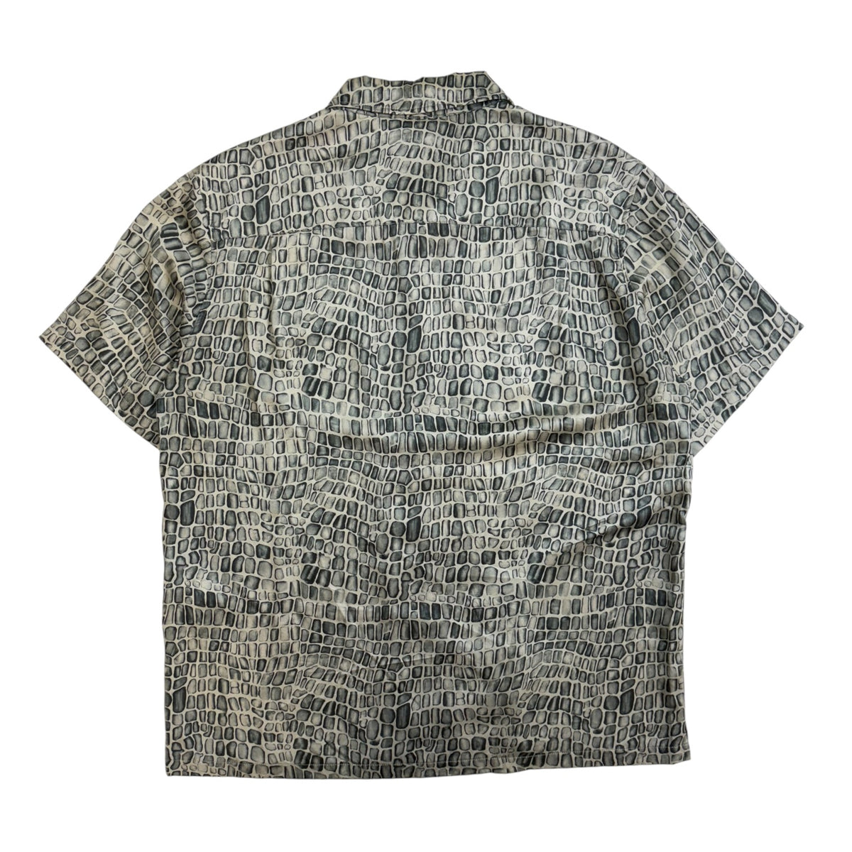 Stussy Croc Pattern Silk Button-Up Shirt Grey/Cream