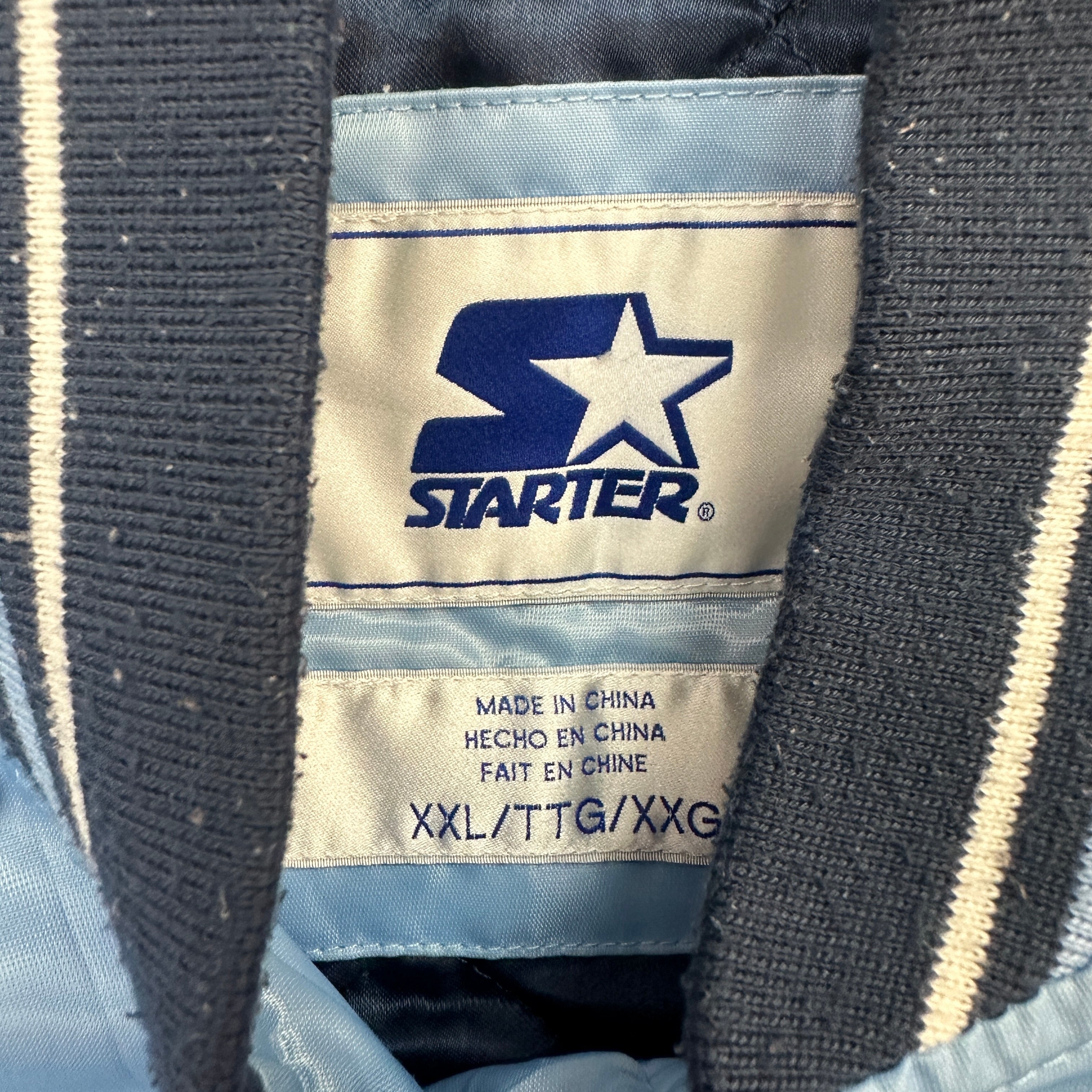 Vintage Starter UNC Tar Heels Satin Bomber Jacket Carolina Blue