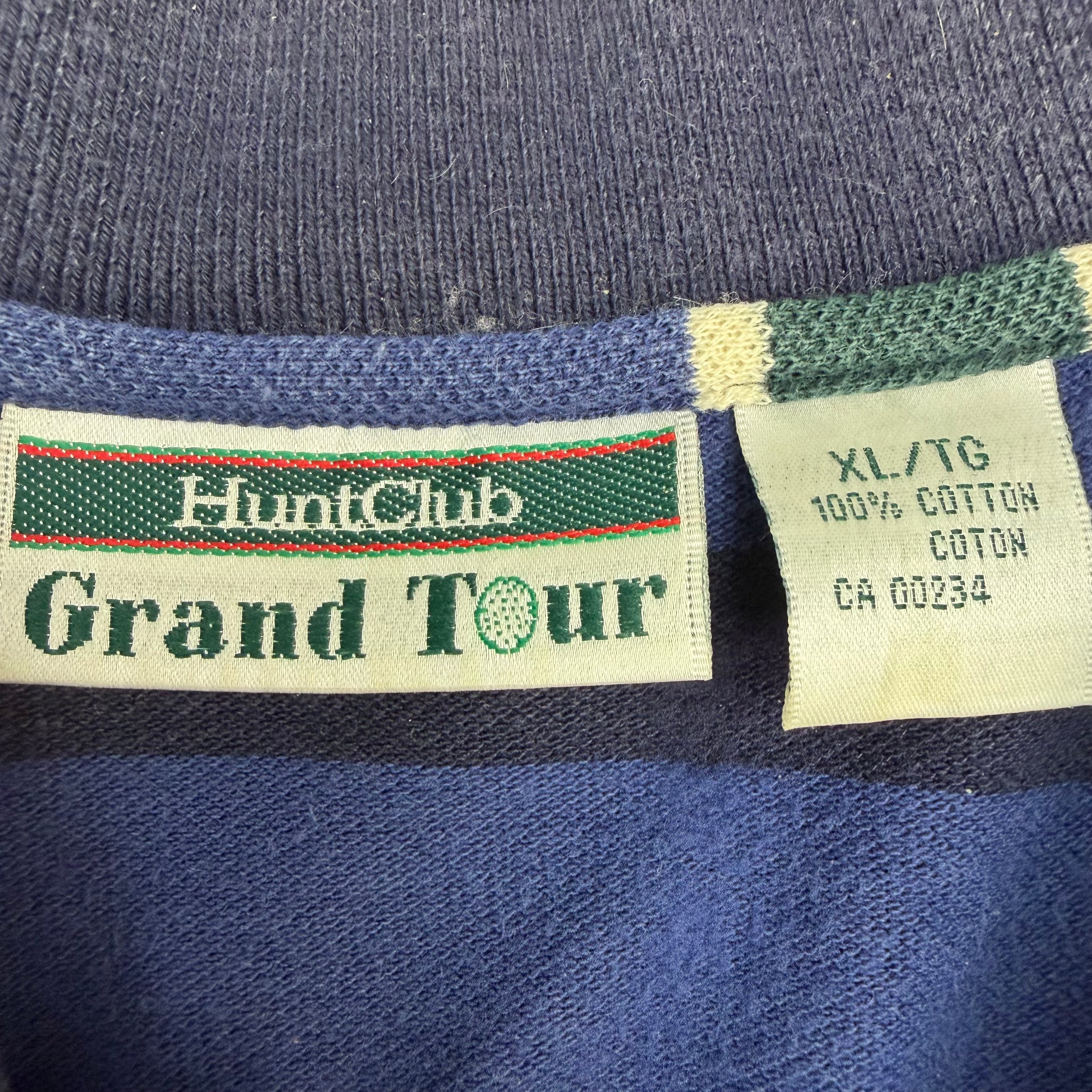 Vintage Huntclub Grand Tour Golf Striped Longsleeve Polo Blue/Black