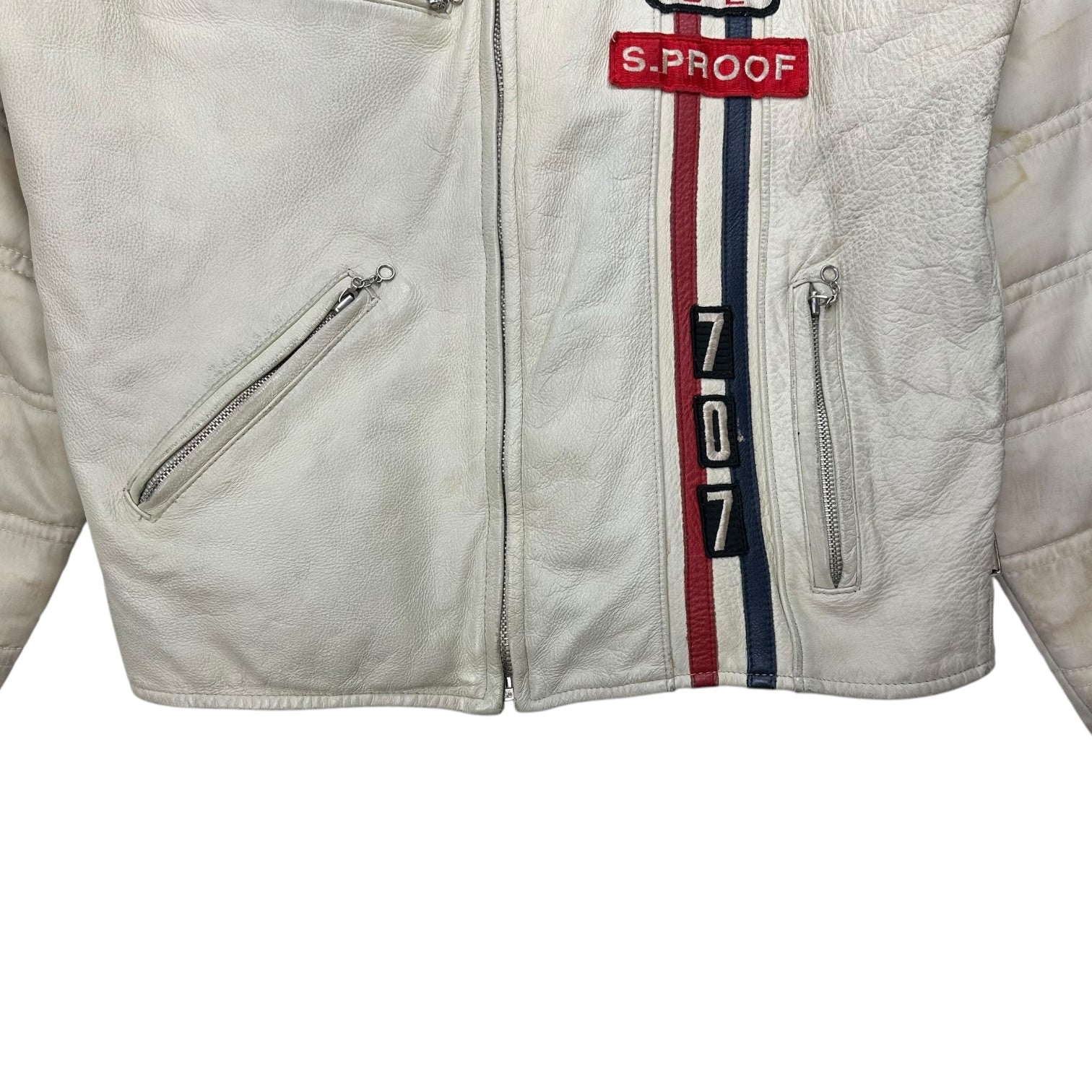 Vintage Diesel Leather Racer Jacket Cream