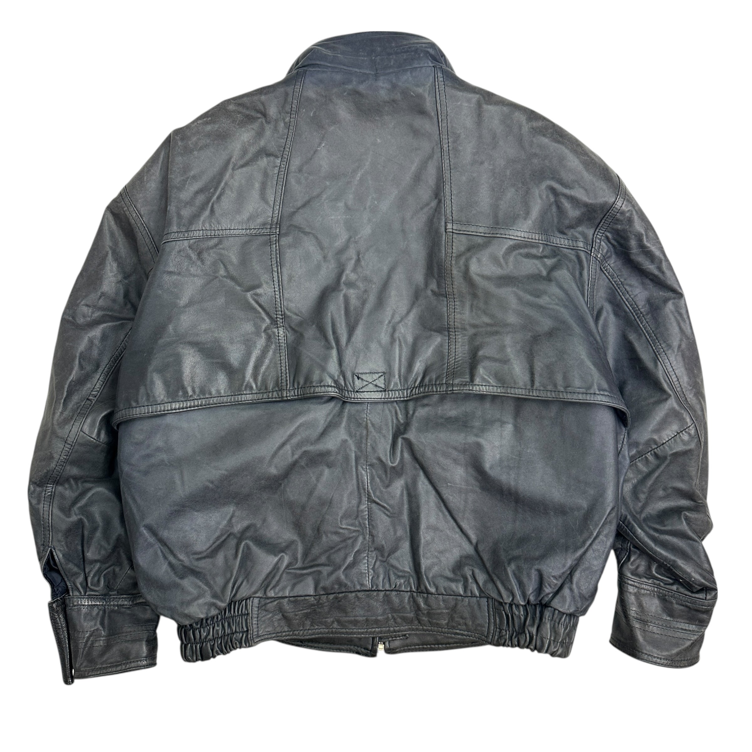 Vintage Adventure Bound Leather Bomber Wash Blue