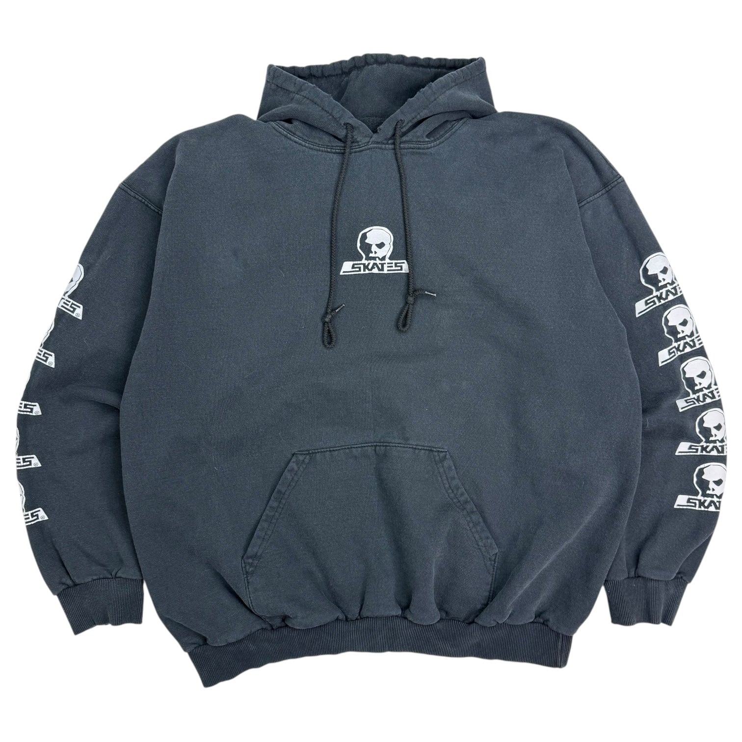 Vintage Skull Skates Logo Hoodie Black