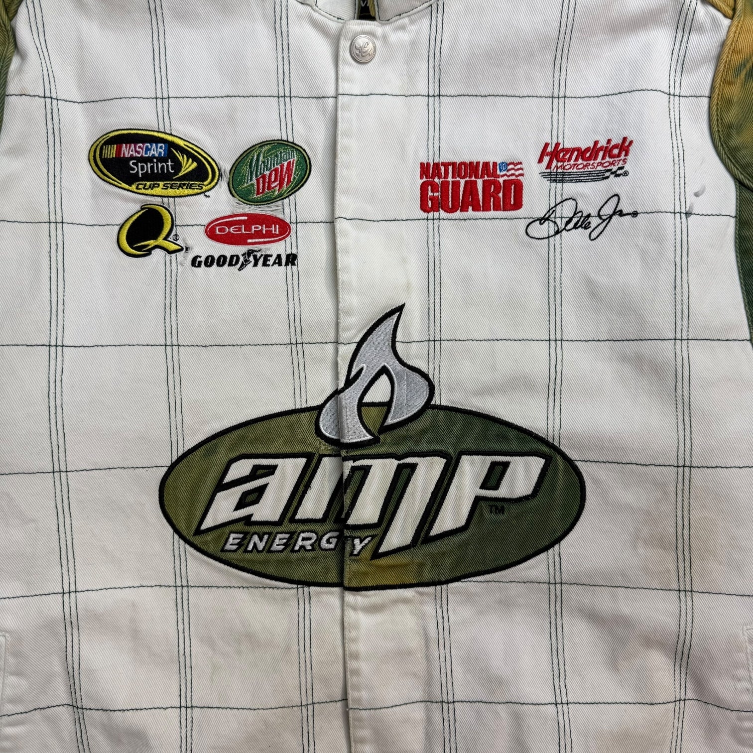 Vintage Chase Authentics NASCAR Dale Earnhardt Jr Amp Energy Jacket White/Green