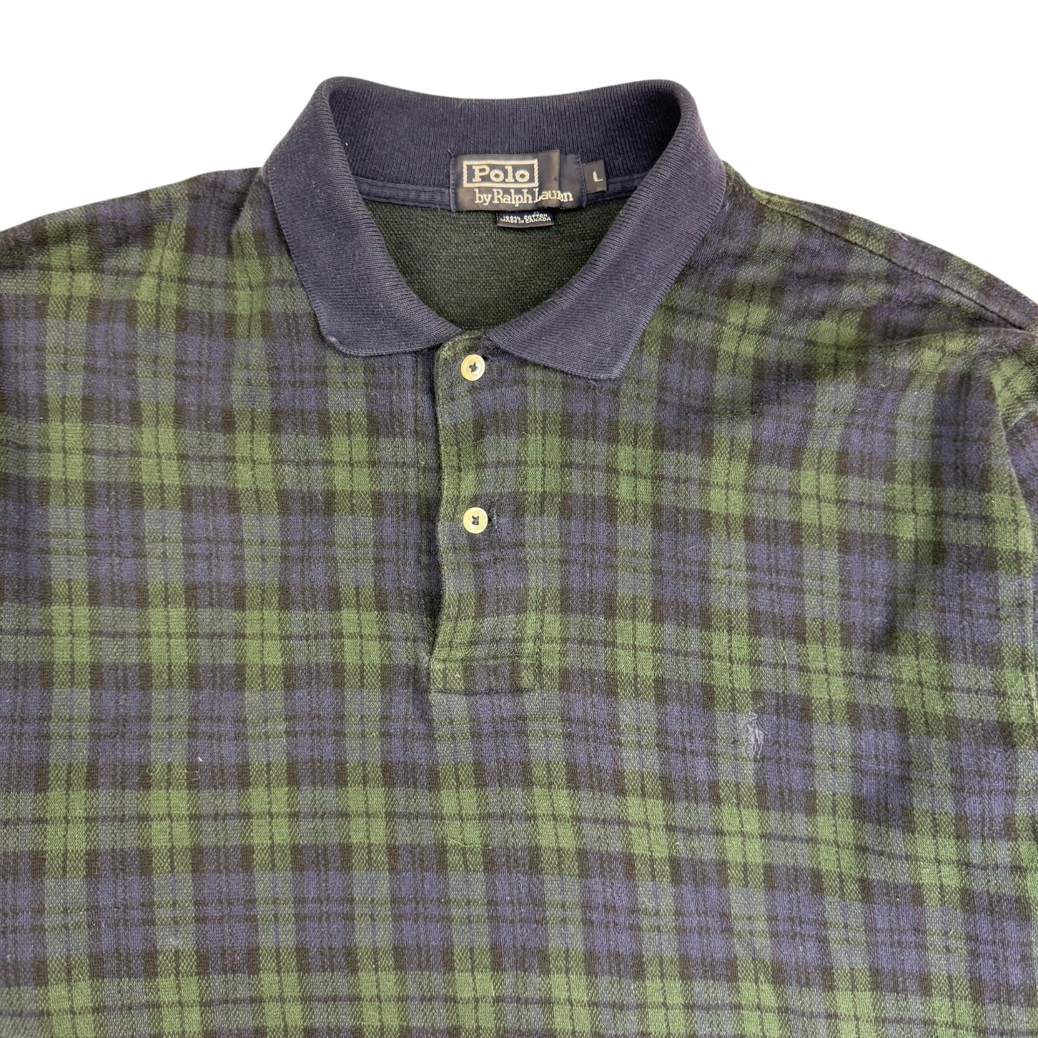 Vintage Polo Ralph Lauren L/S Tartan Polo Blue/Green