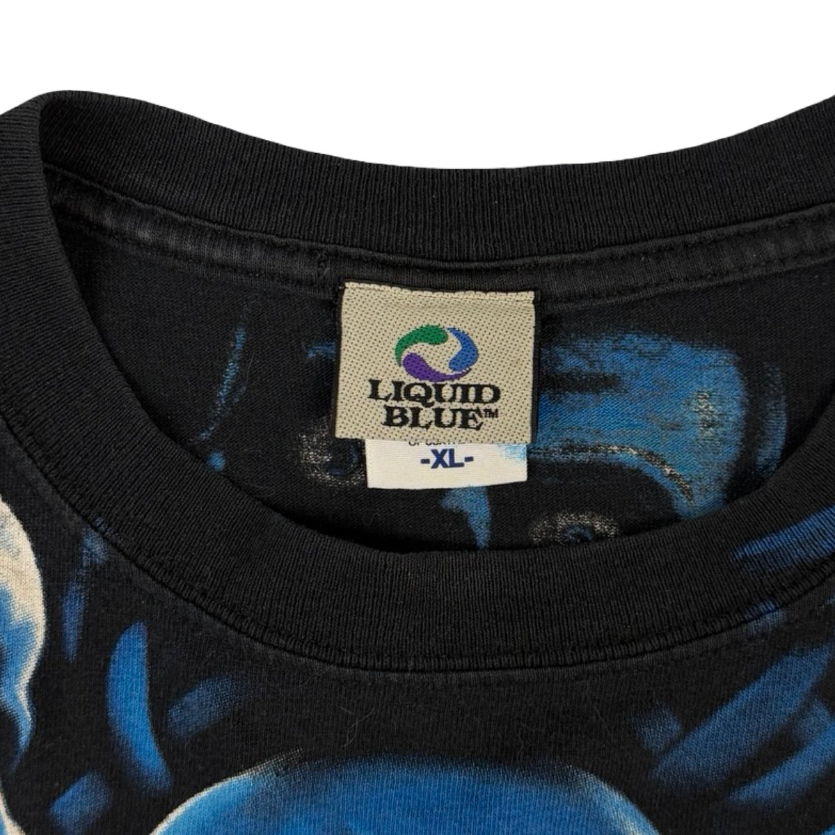 2001 Liquid Blue AOP Skull Pile T-Shirt Black/Blue