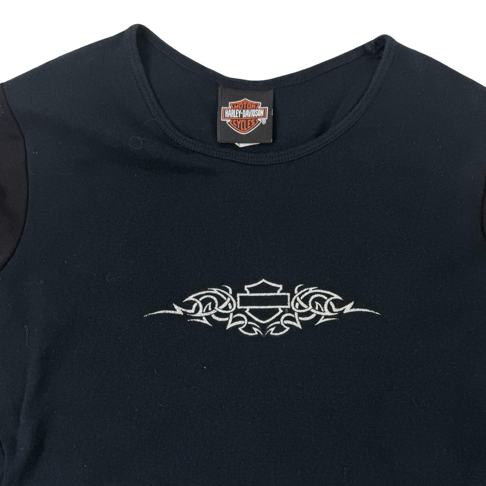 (W) Vintage Harley Davidson Tribal Long Sleeve Shirt Black
