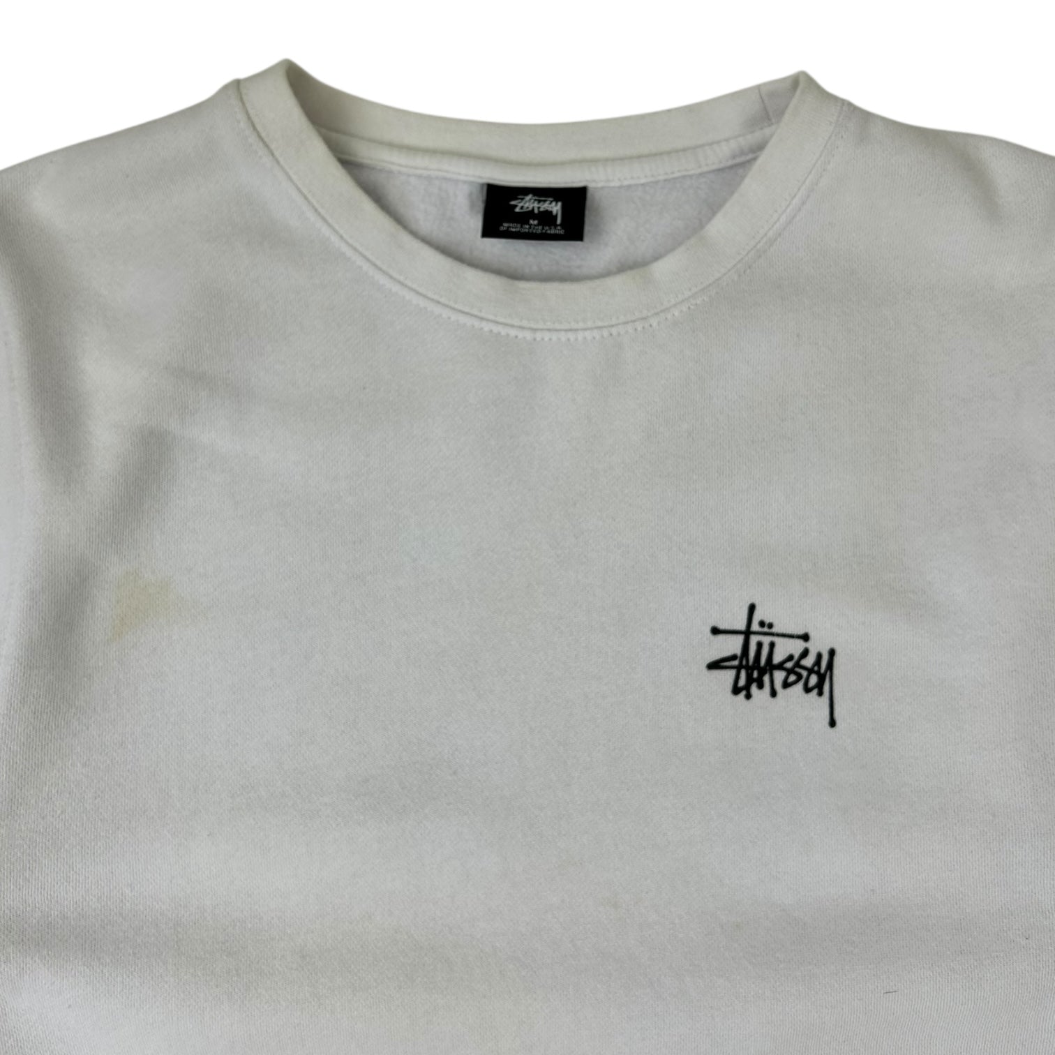 Stussy Basic Stock Logo Crewneck White