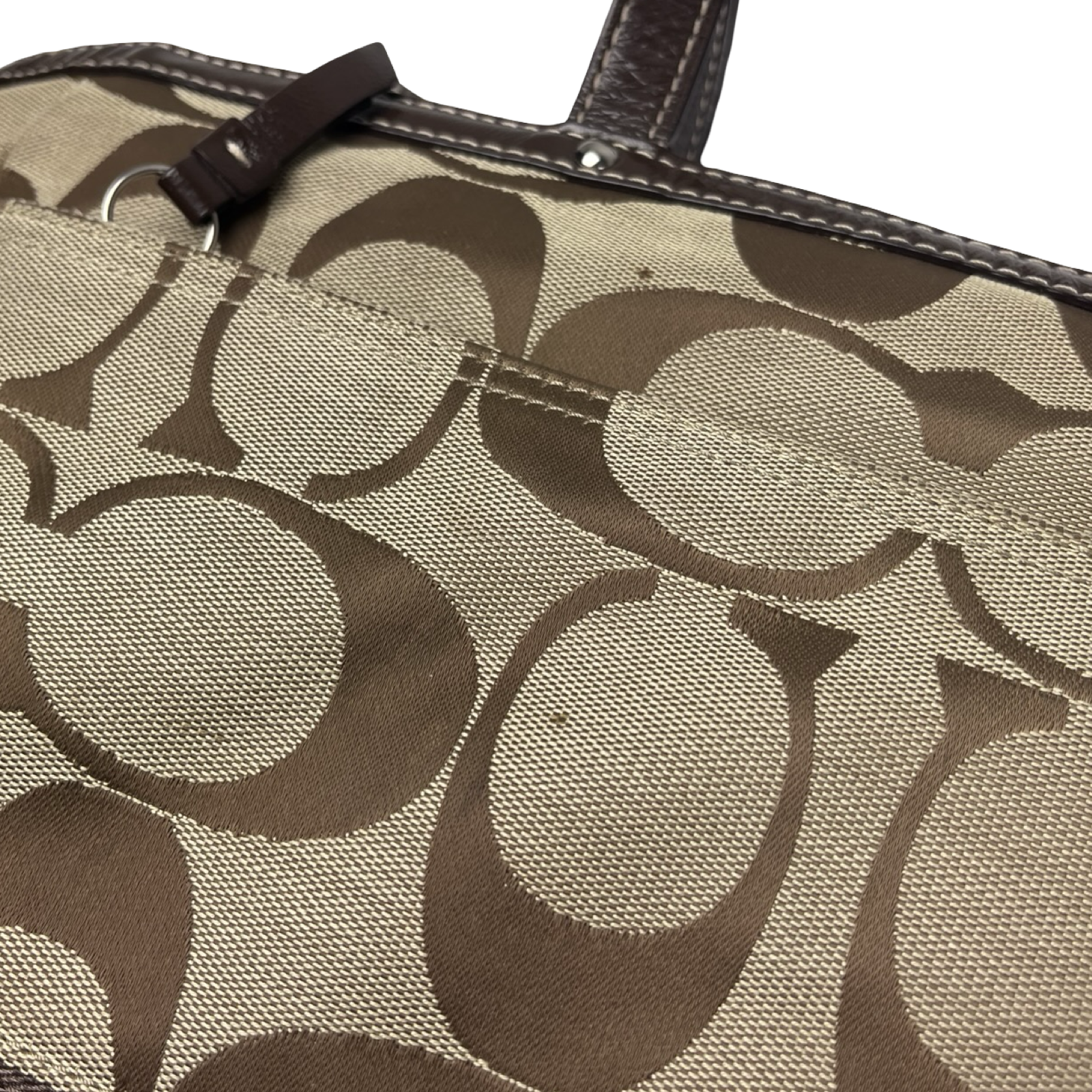 (W) Coach Signature Monogram Tote Bag Beige/Brown