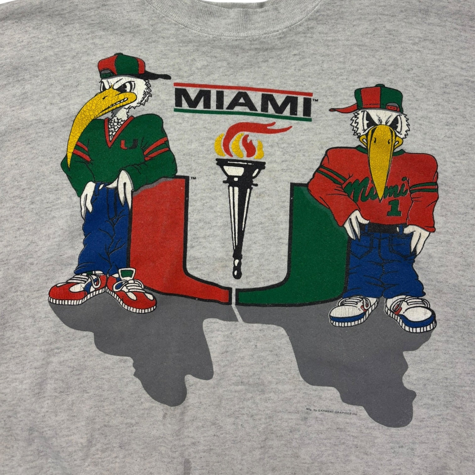 Vintage University Of Miami Hurricanes Crewneck Grey