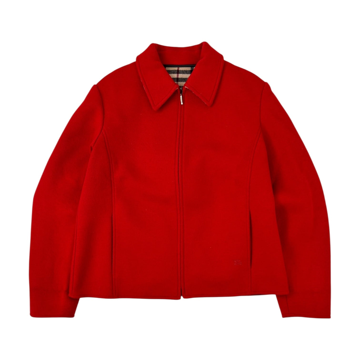 Burberry Women’s Wool Zip-Up Jacket Red