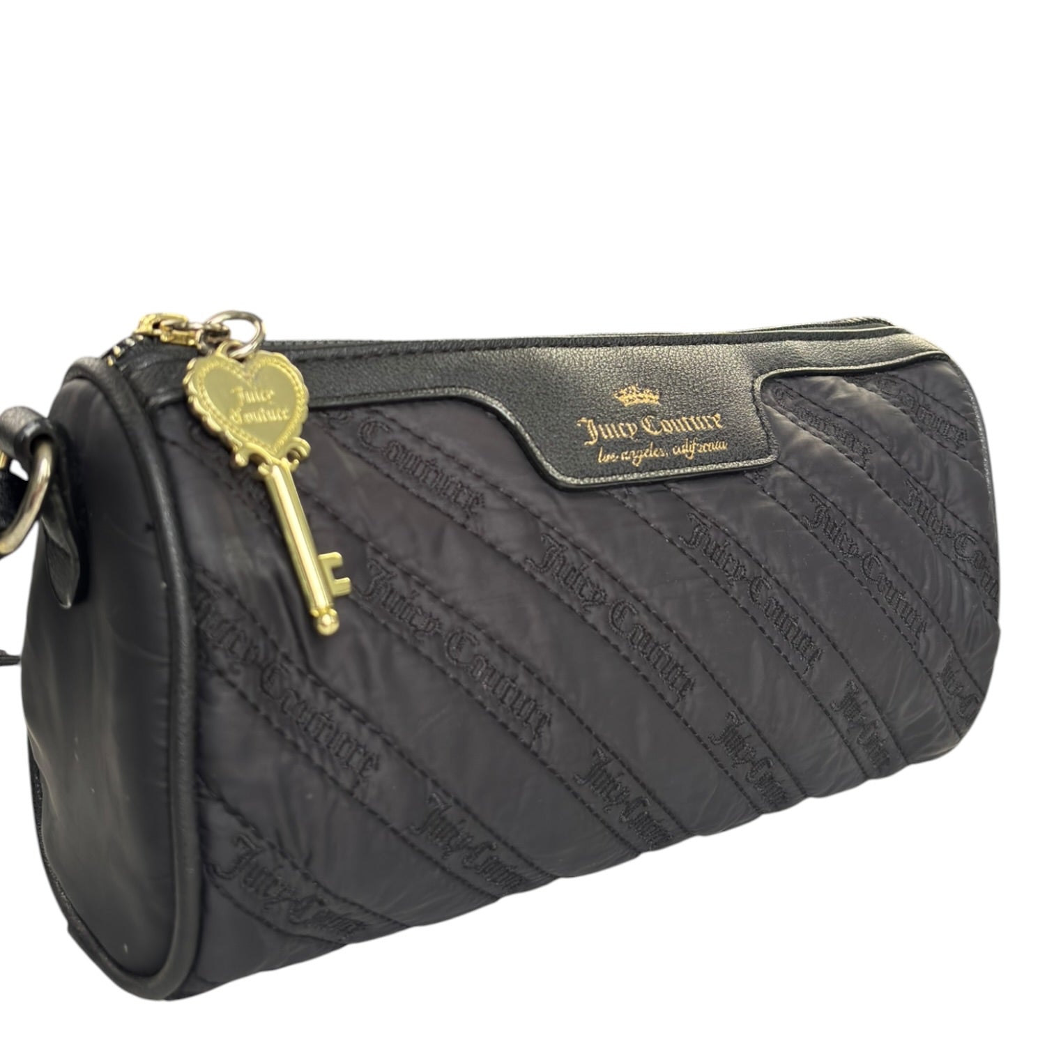 (W) Juicy Couture Cloud Nine Crossbody Quilted Black & Gold Purse