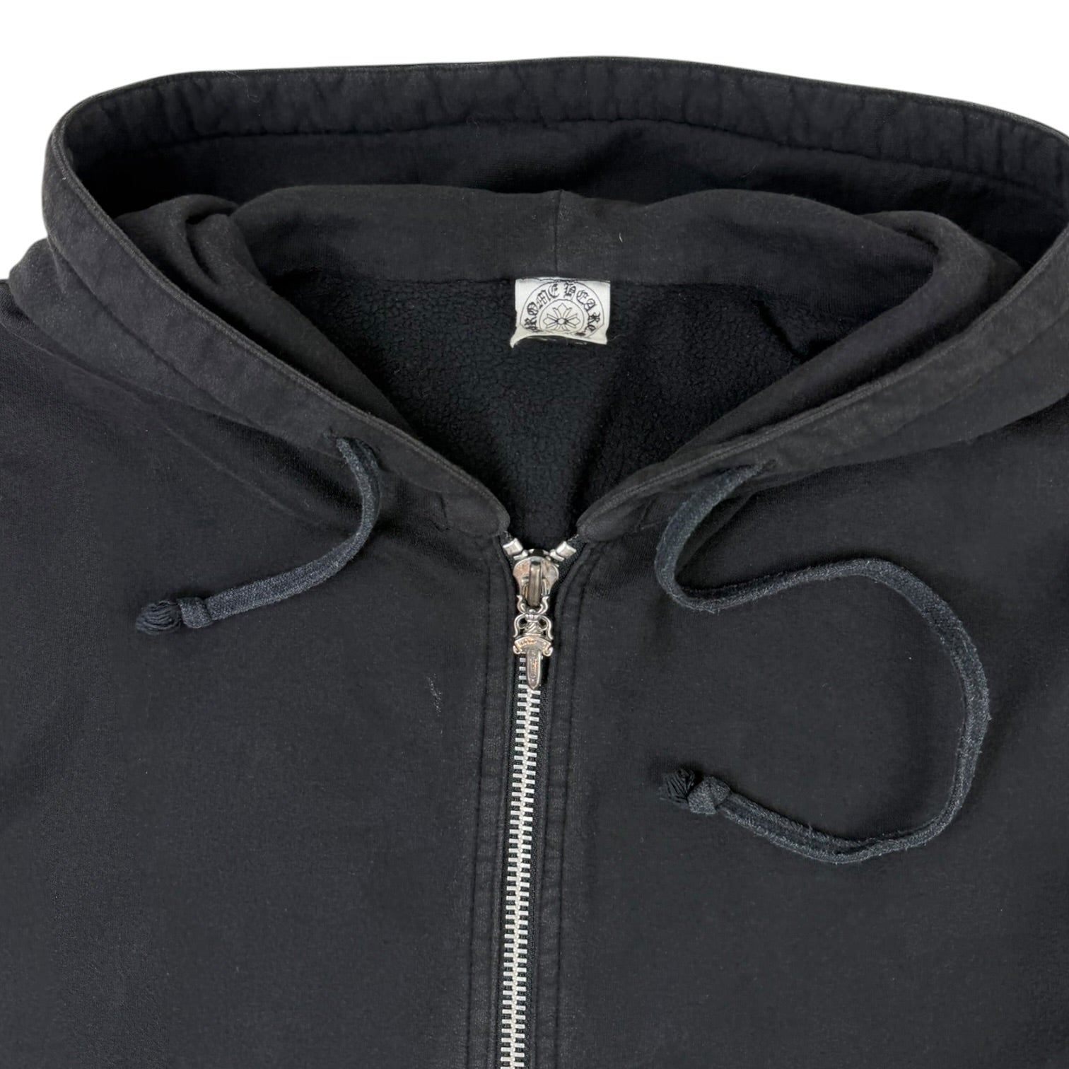 Vintage Chrome Hearts Leather Horseshoe Logo Patch Zip Up Hoodie
