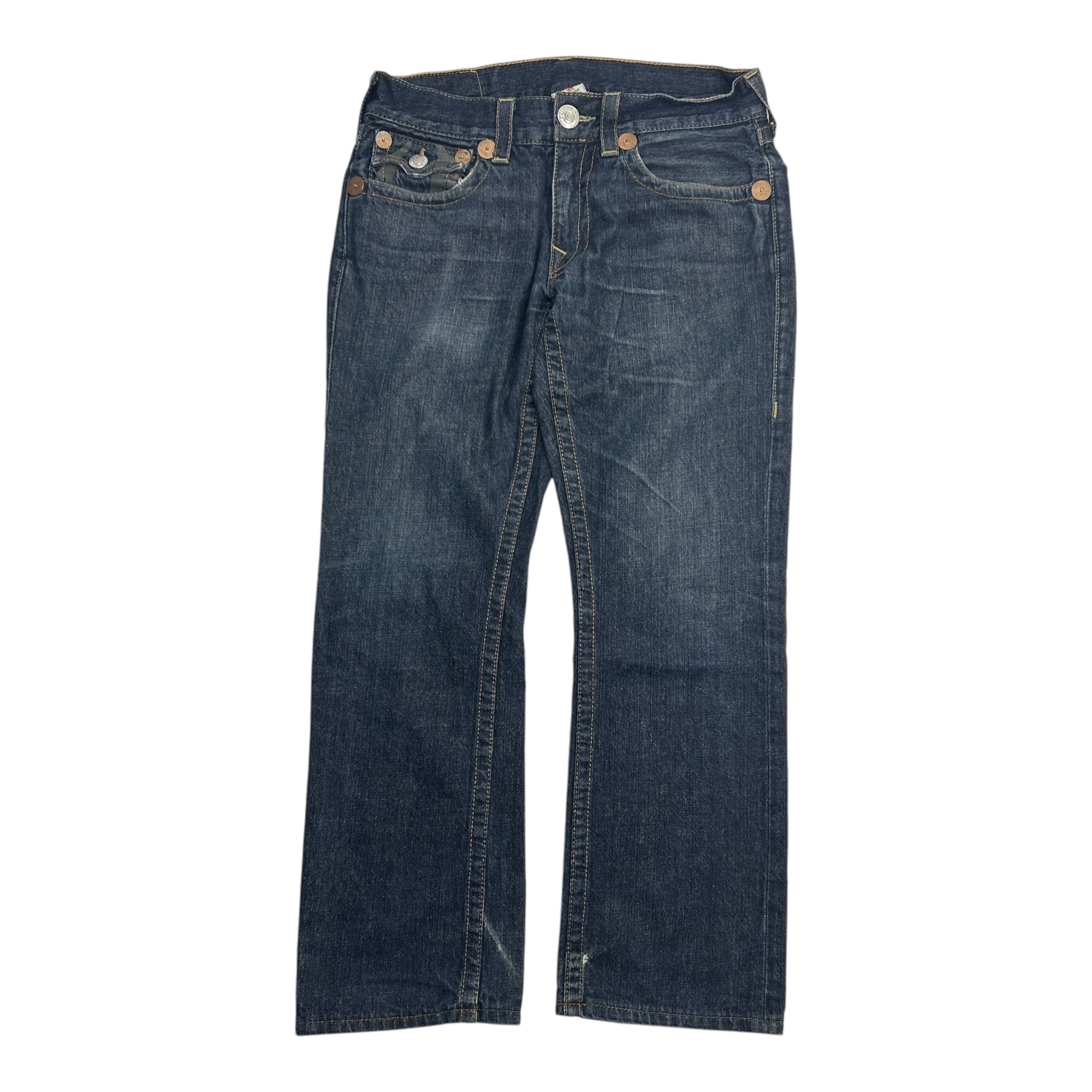 True Religion Leather Patch Dark Wash Jeans