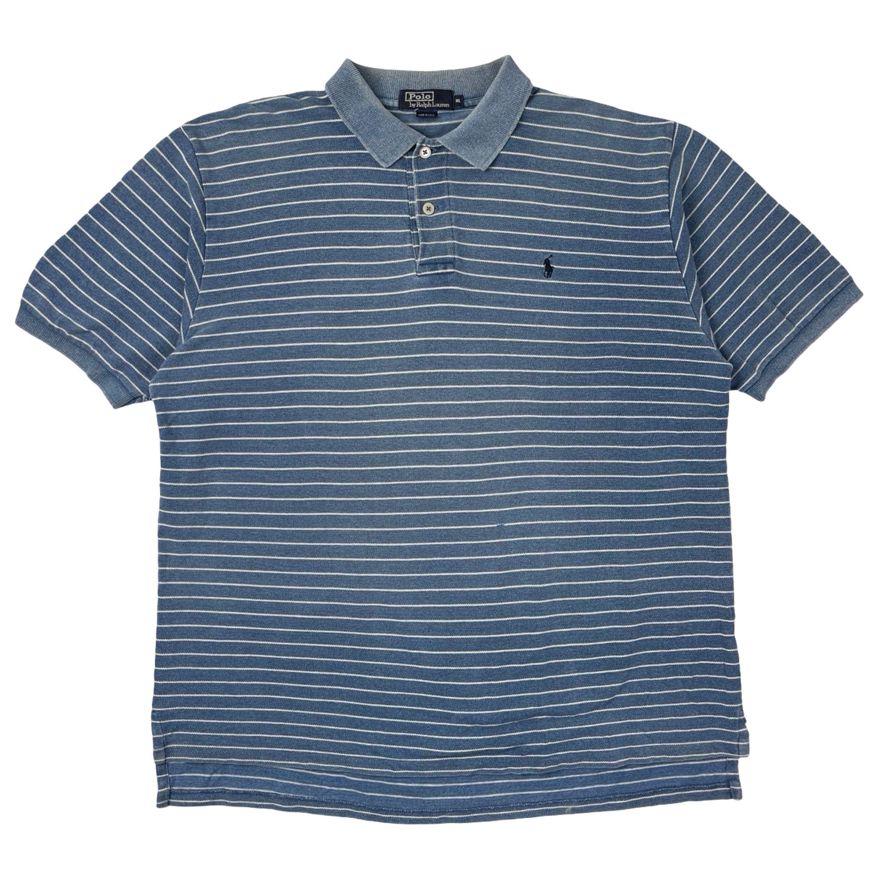 Vintage Polo Ralph Lauren Faded Denim Striped Polo
