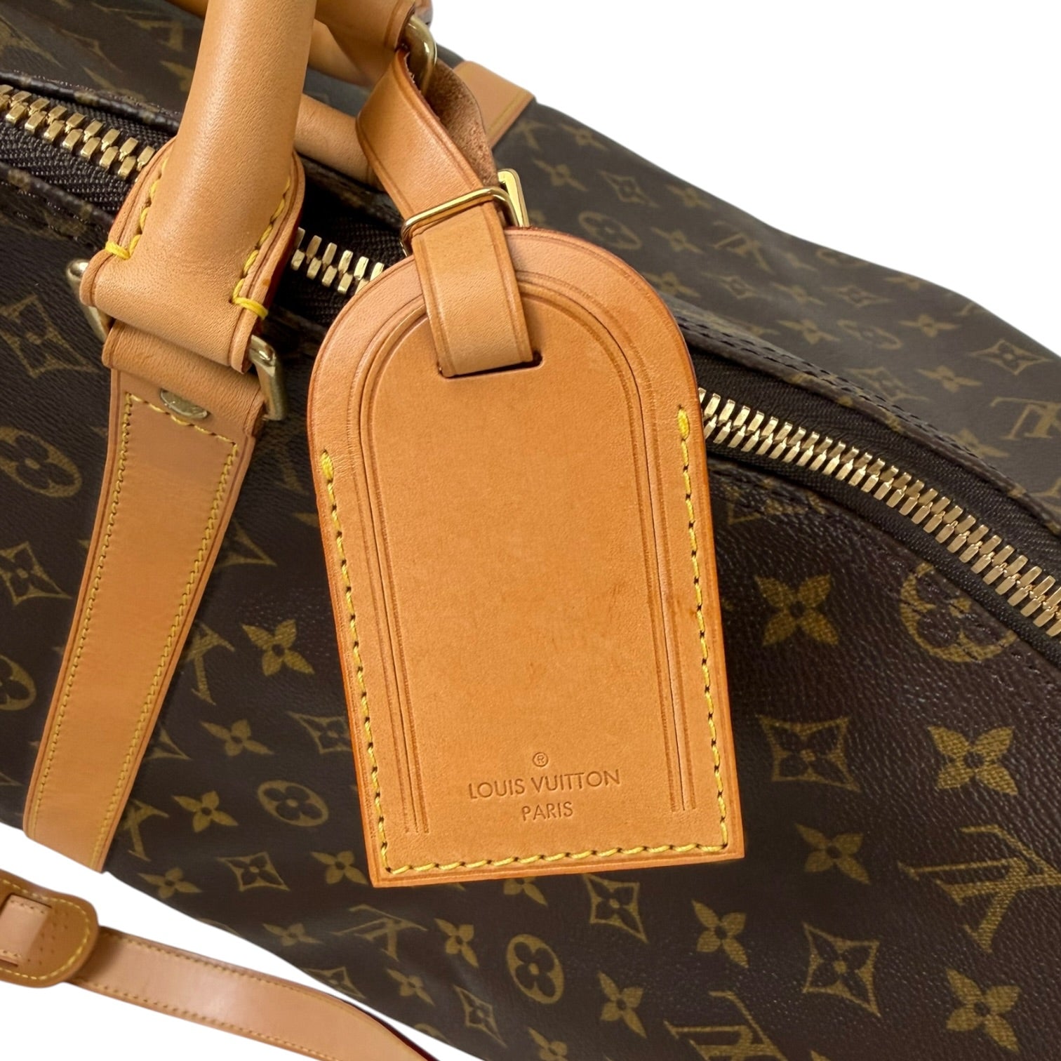 Louis Vuitton Monogram Keepall Bandoulière Duffel Bag Brown