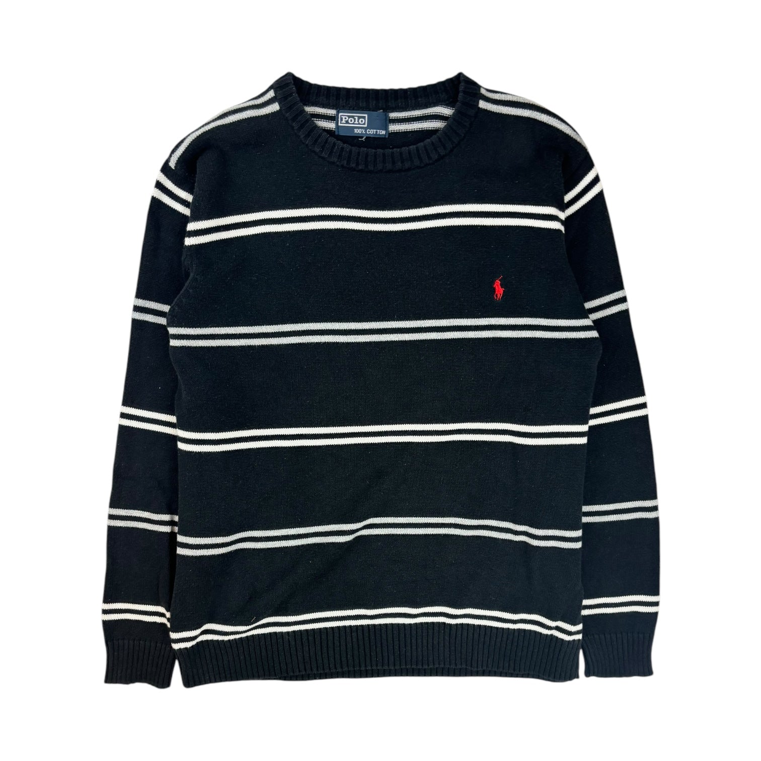 Vintage Polo Ralph Lauren Striped Knit Sweater Black