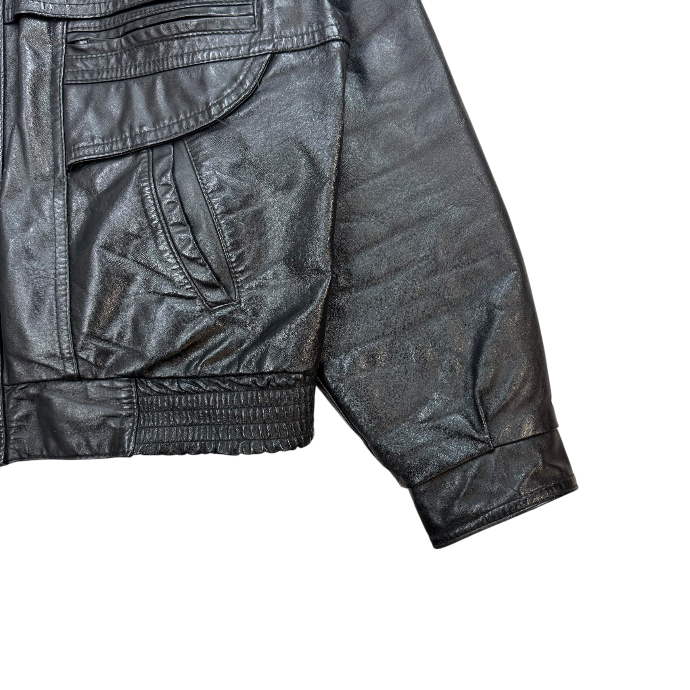 Vintage Protocol Leather Jacket Black