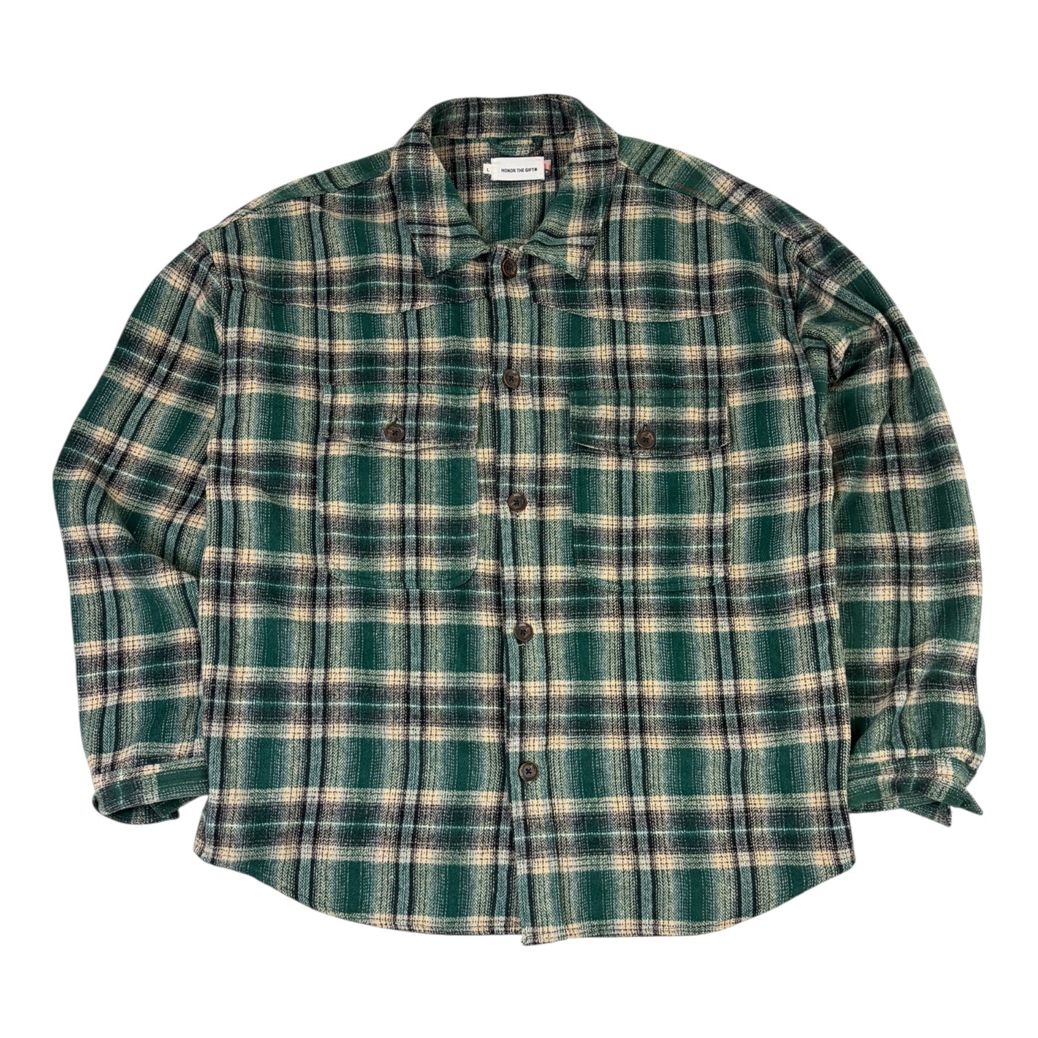 Honor The Gift Nostalgia Plaid Flannel Button Up Green