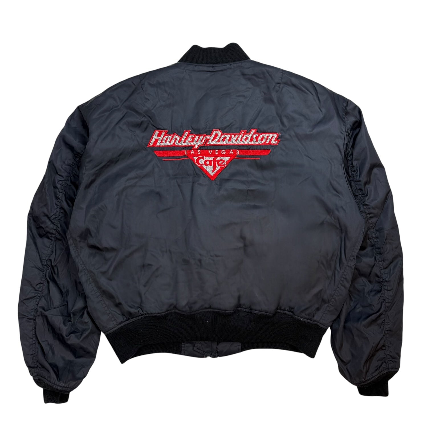 Vintage Harley Davidson Cafe Bomber Jacket Black