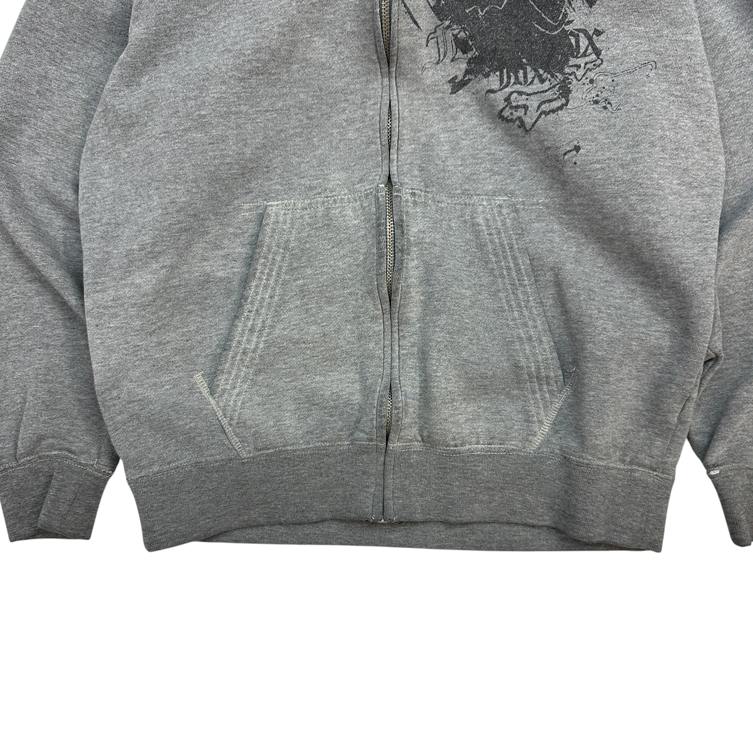 (W) Vintage Y2K Youth Fox Racing Hoodie Grey