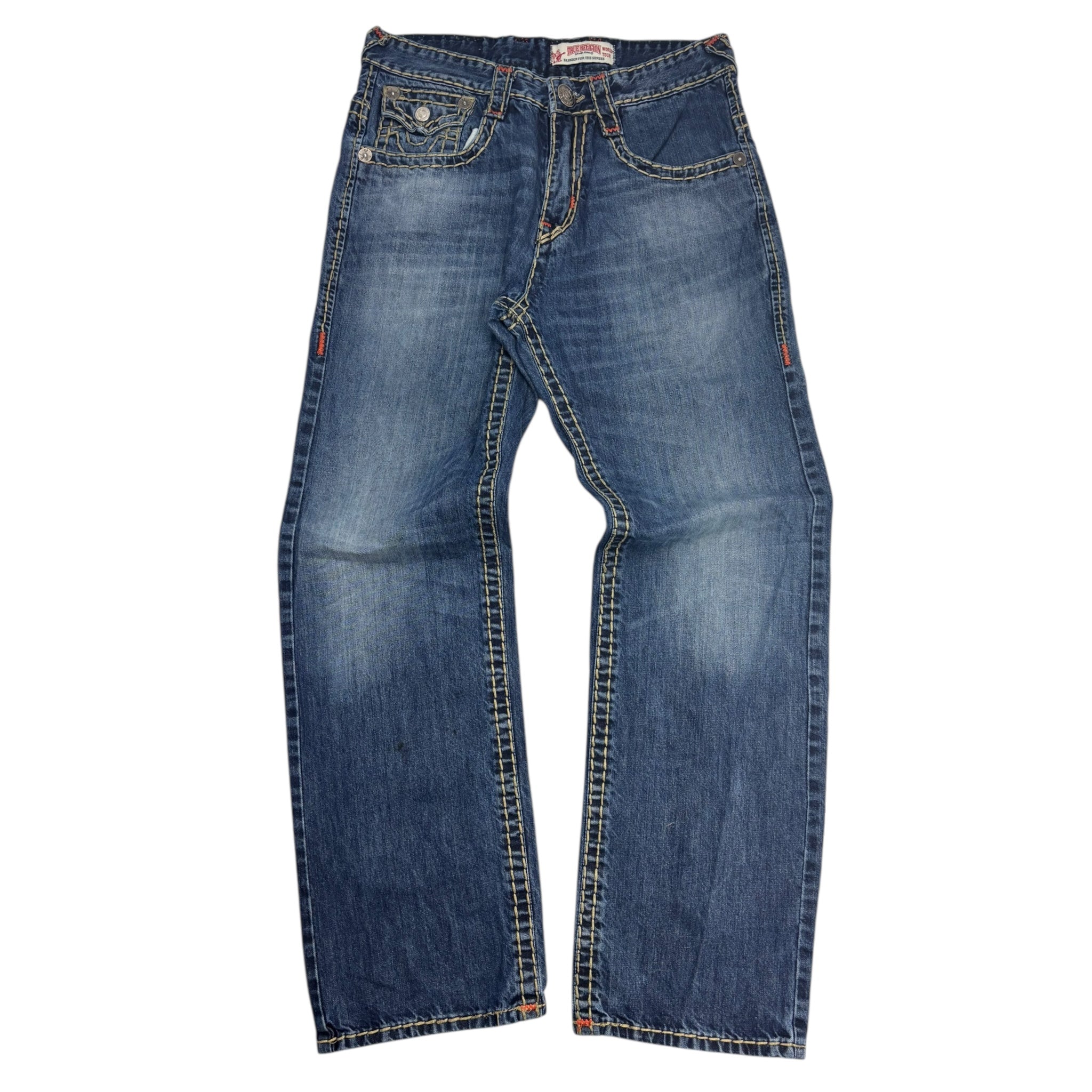 Vintage True Religion Contrast Stitched Dark Wash Denim Bottoms