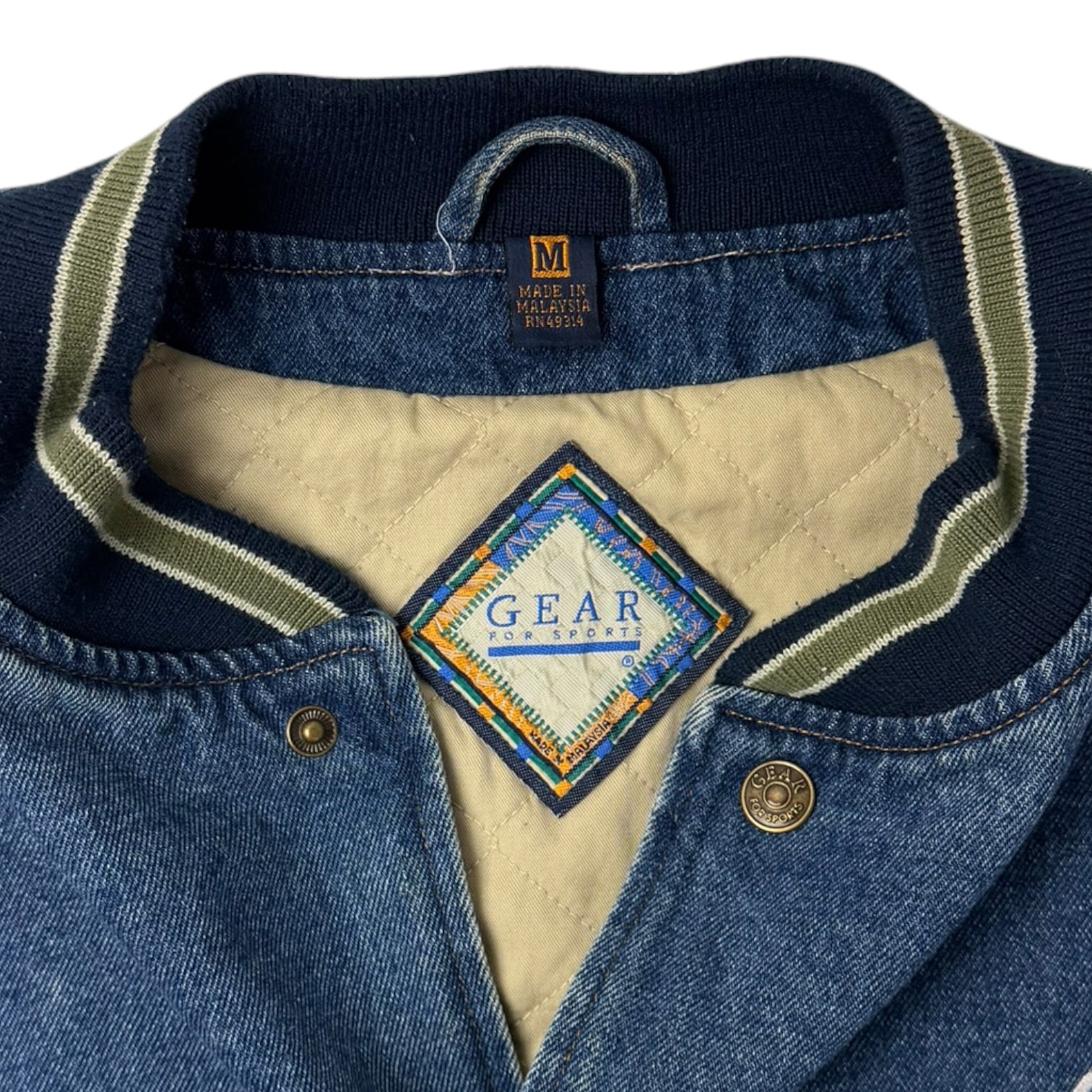 1997 Cleveland Cavaliers Denim Varsity Jacket Beige/Blue