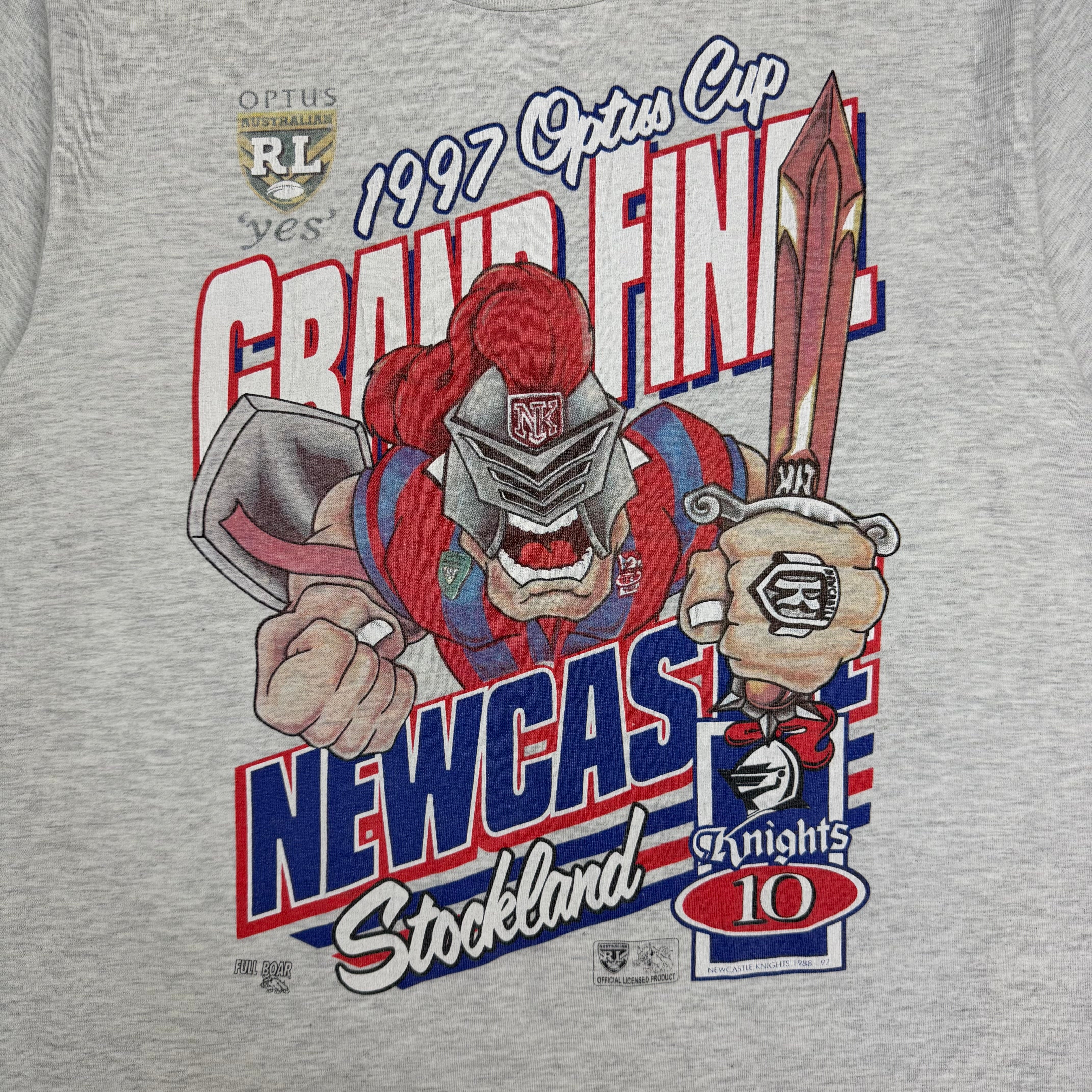1997 Newcastle Knights Optus Cup Rugby Tee Grey