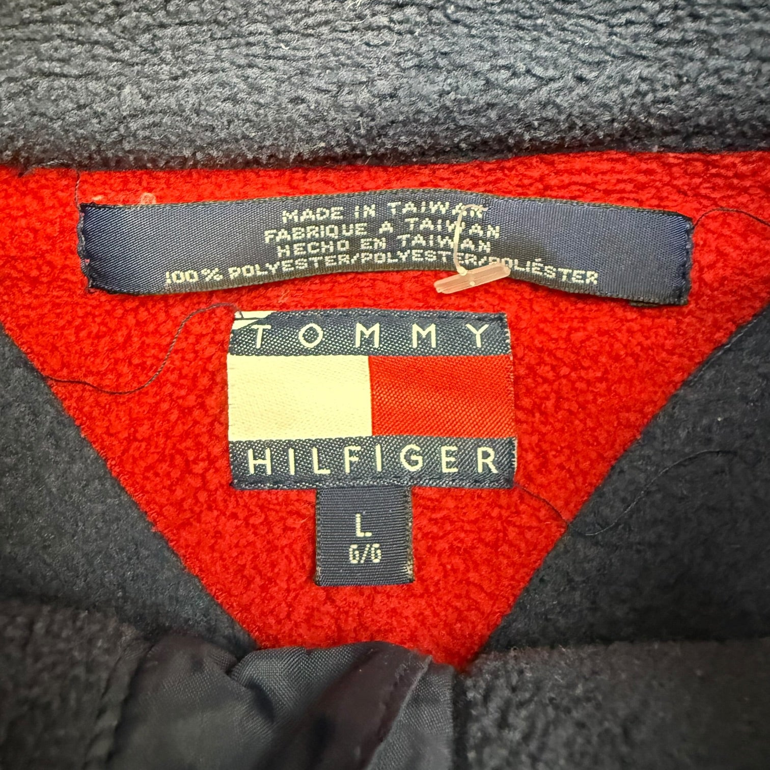 Vintage Tommy Hilfiger Fleece Button Up Pullover Sweater Blue