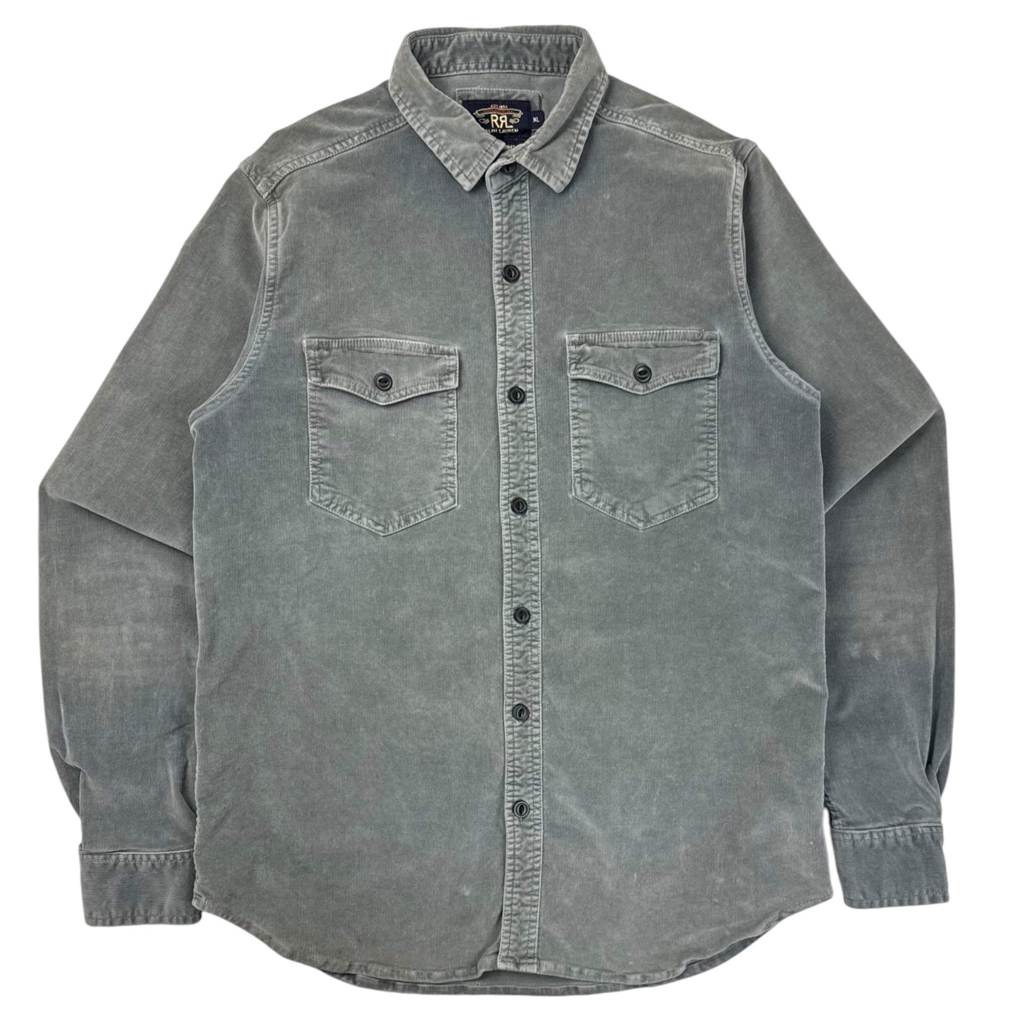 Double RL Ralph Lauren Micro Cord Work Shirt Soft Grey