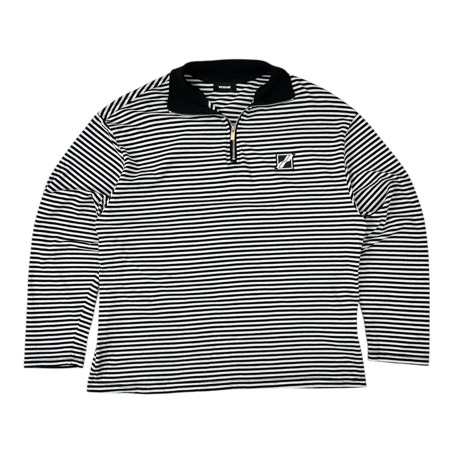 We11done 1/4 Logo Half-Zip Sweater Black/White