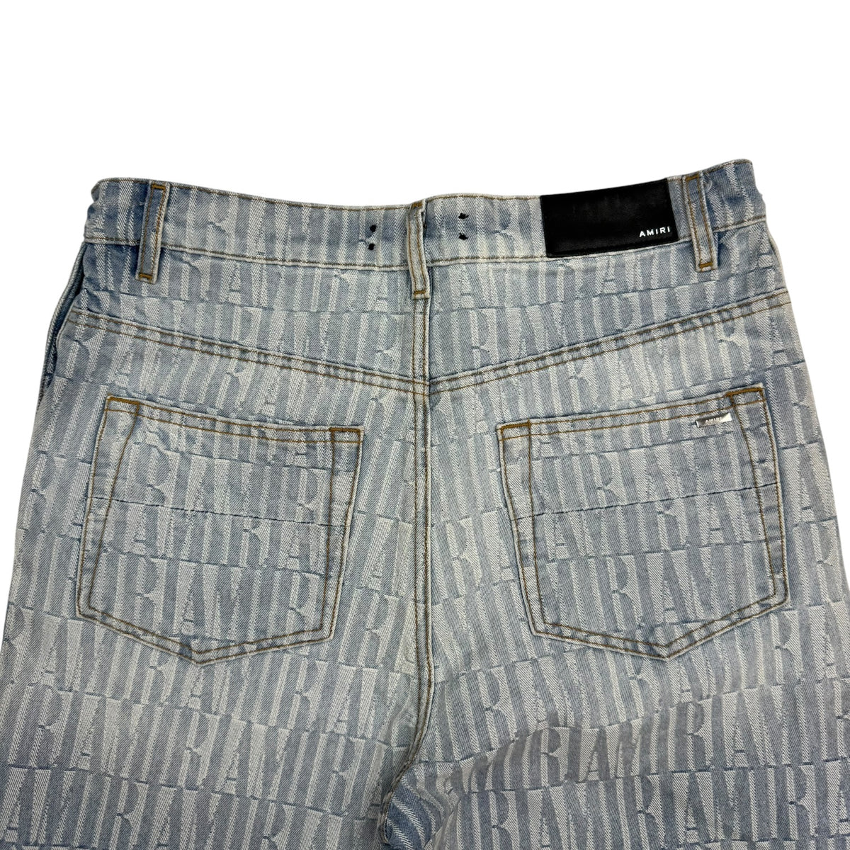 Amiri Logo Jacquard Snap-Off Denim Jeans Light Wash