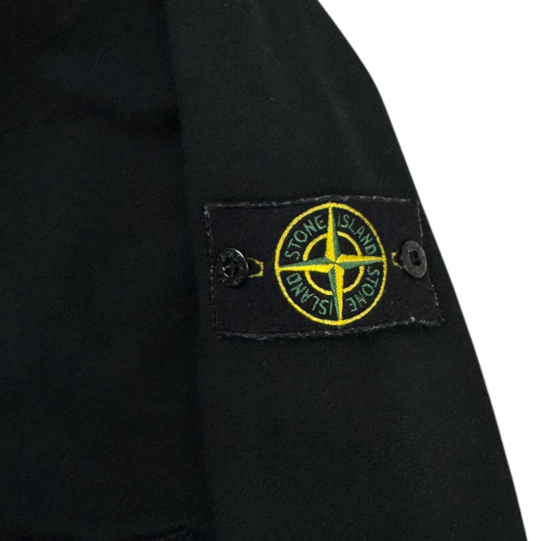 Stone Island Logo Patch Drawstring Hoodie Black