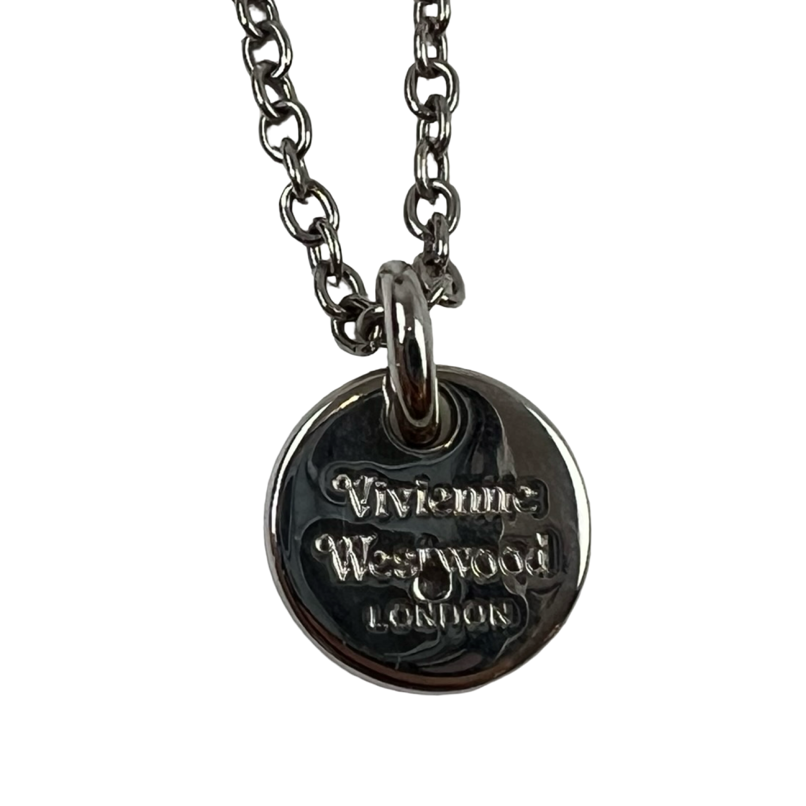 Vivienne Westwood Man Lewis Ruthenium Plated Disc Pendant Necklace