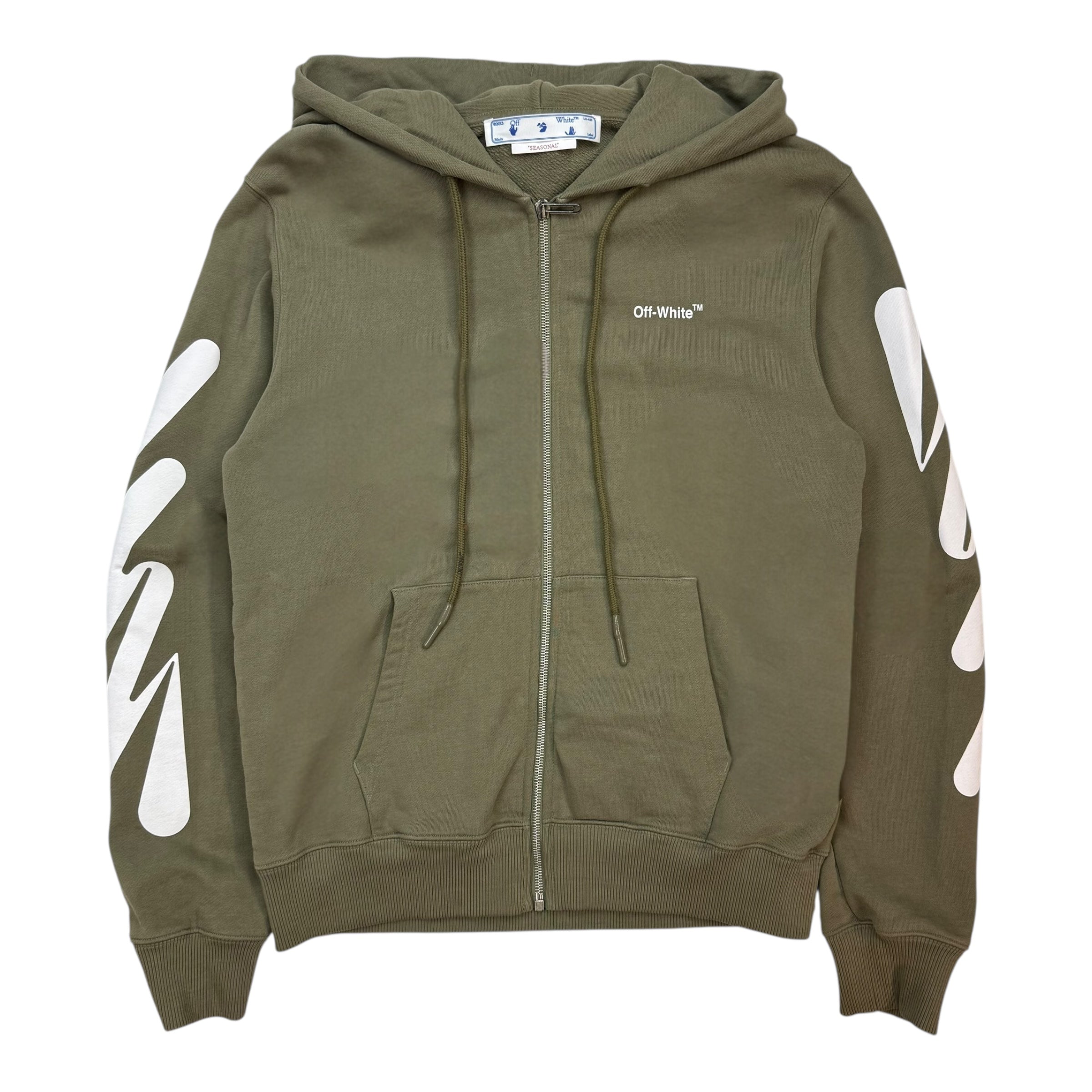Off-White Wave Diagonal Zip Up Sweater Green
