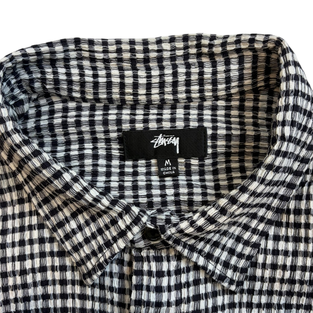 Stussy Crinkled Check Short Sleeve Button-Up Shirt Black/White